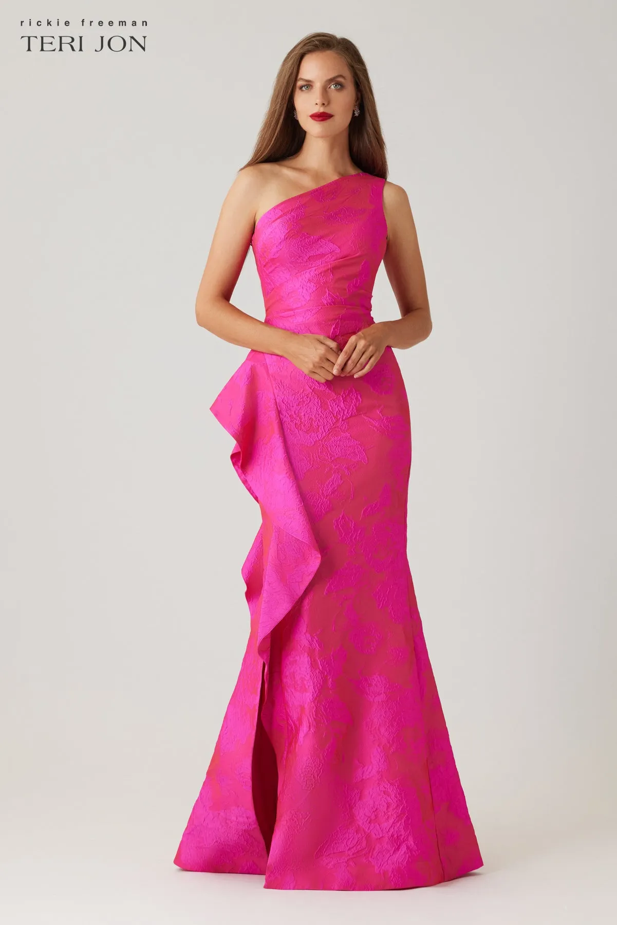 One Shoulder Side Ruffle Gown sold by Teri Jon product image thumbnail 2