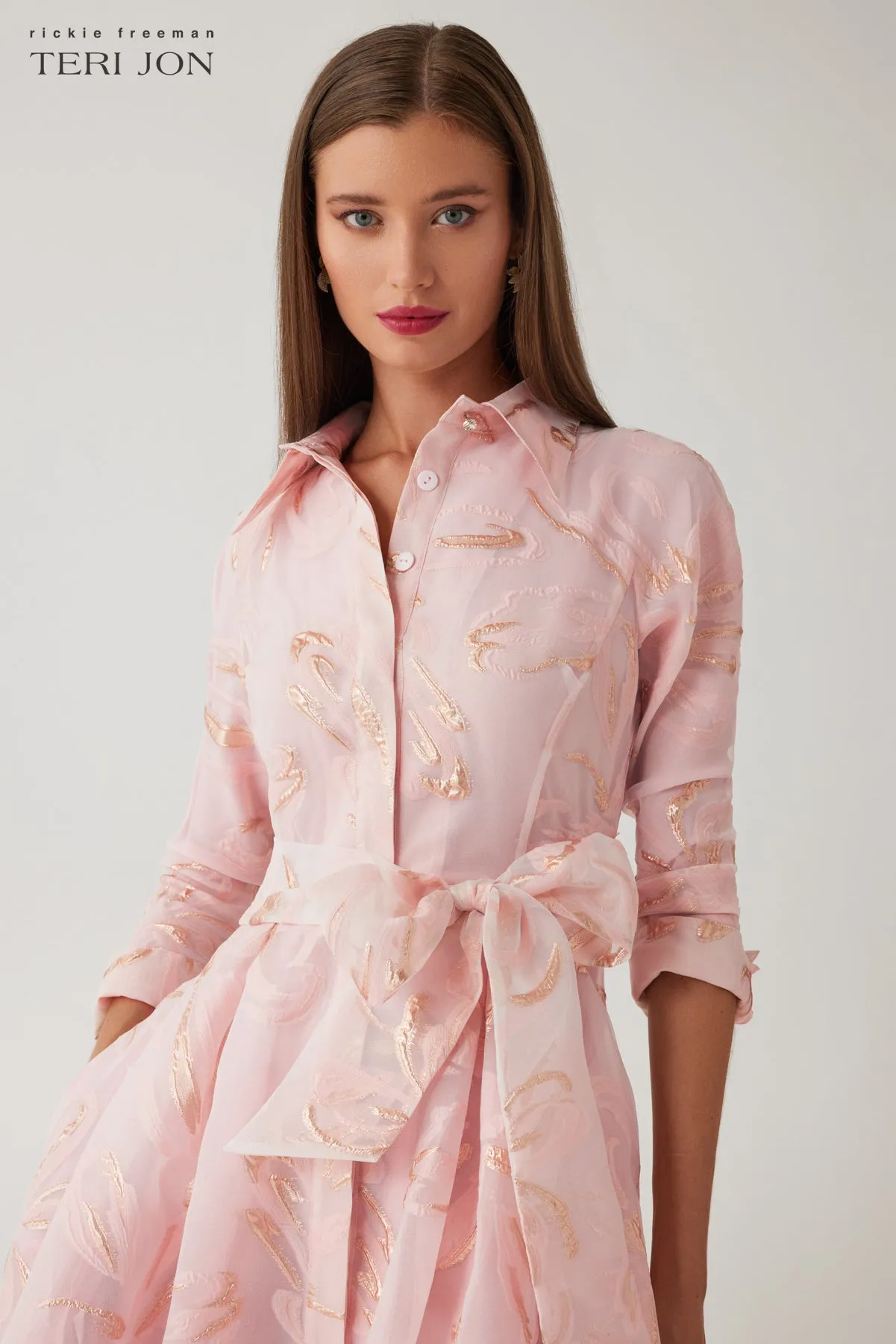 Metallic Organza Jacquard Shirt Waist Gown sold by Teri Jon product image thumbnail 3