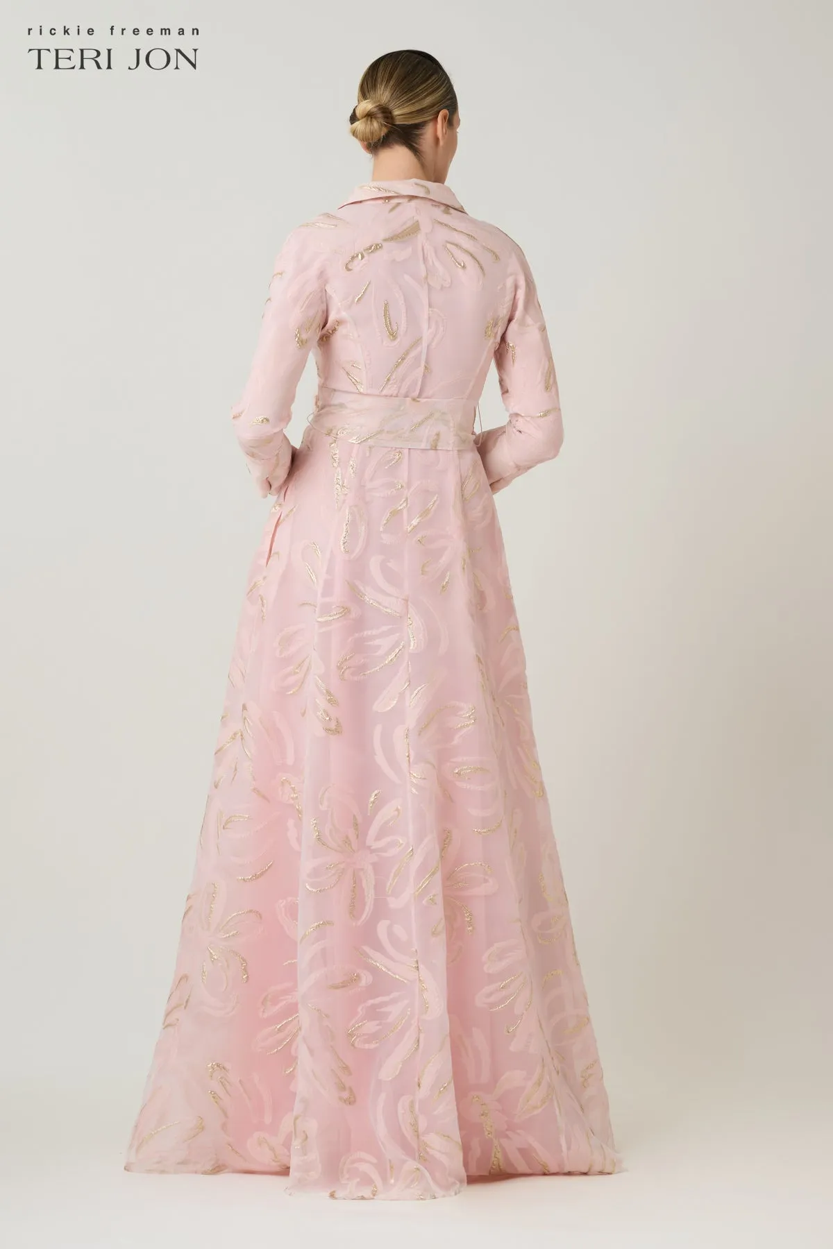 Metallic Organza Jacquard Shirt Waist Gown sold by Teri Jon product image thumbnail 4