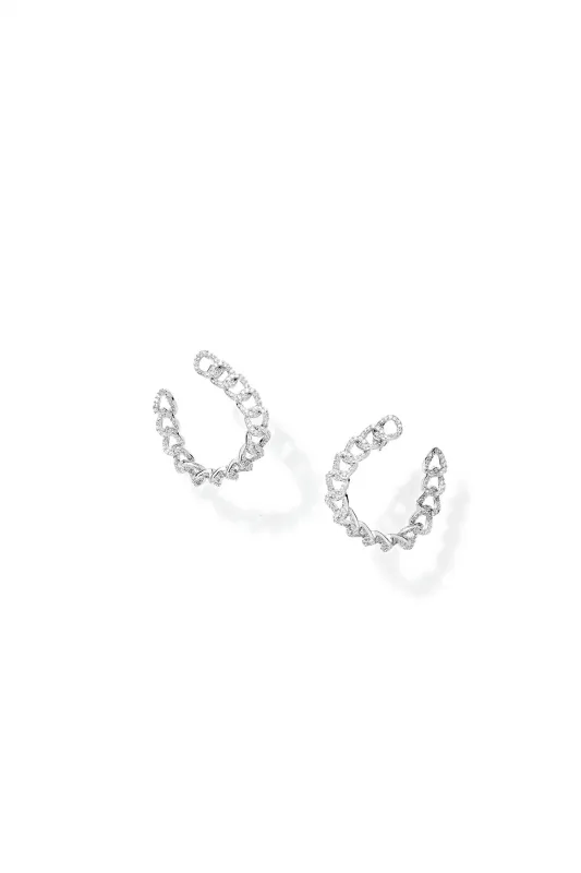 Pavé Chain Curve Hoop Earrings made by Teri Jon