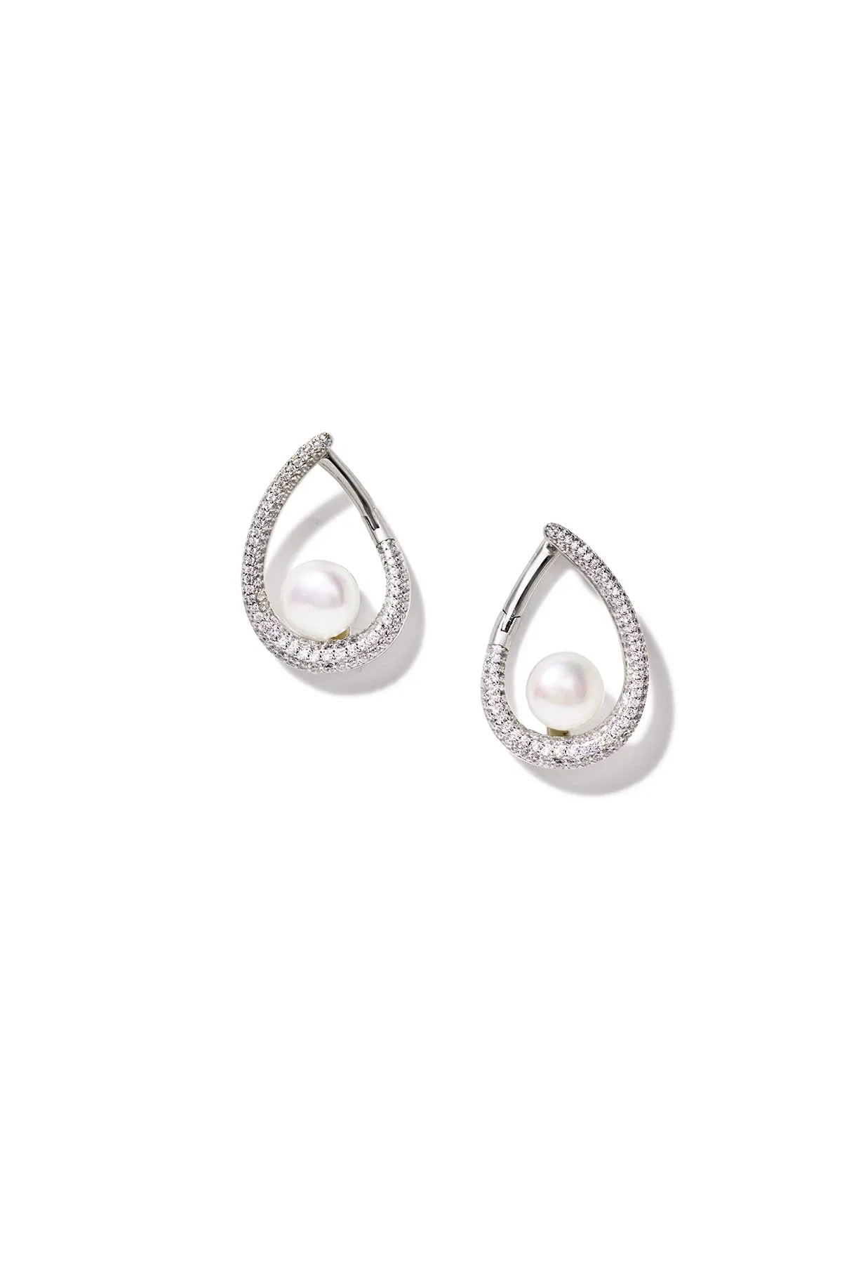 Silver Pavé Pearl Drop Earrings sold by Teri Jon product image thumbnail 2