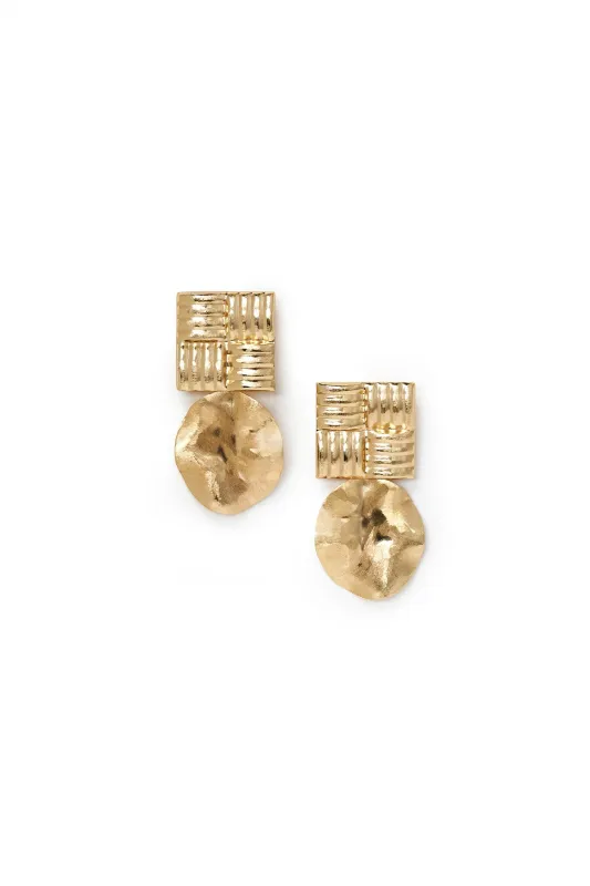 Textured Square Disc Drop Earrings made by Teri Jon