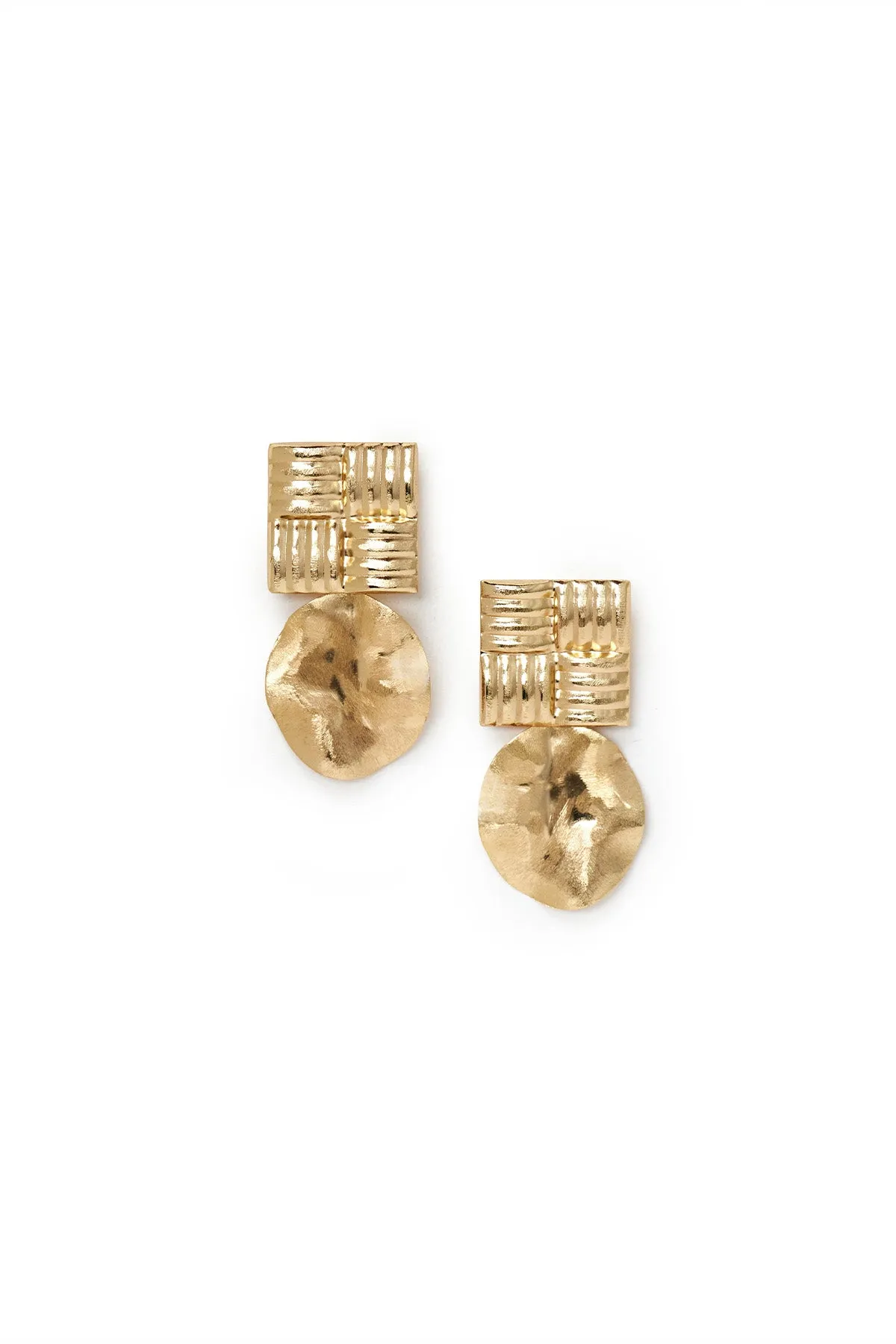 Textured Square Disc Drop Earrings sold by Teri Jon
