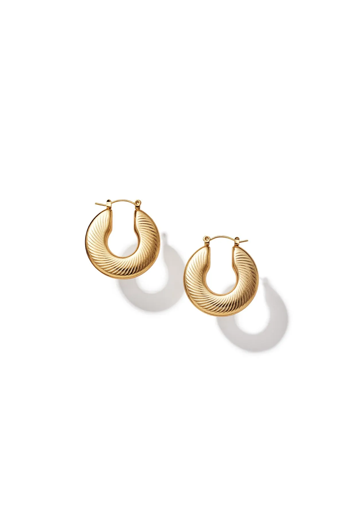 Textured Crescent Hoop Earrings sold by Teri Jon