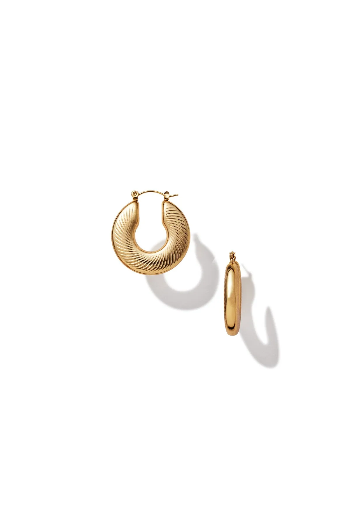 Textured Crescent Hoop Earrings sold by Teri Jon product image thumbnail 3