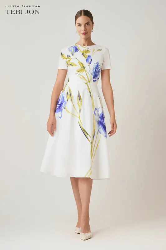 Cotton Floral Print Short Sleeve Dress made by Teri Jon