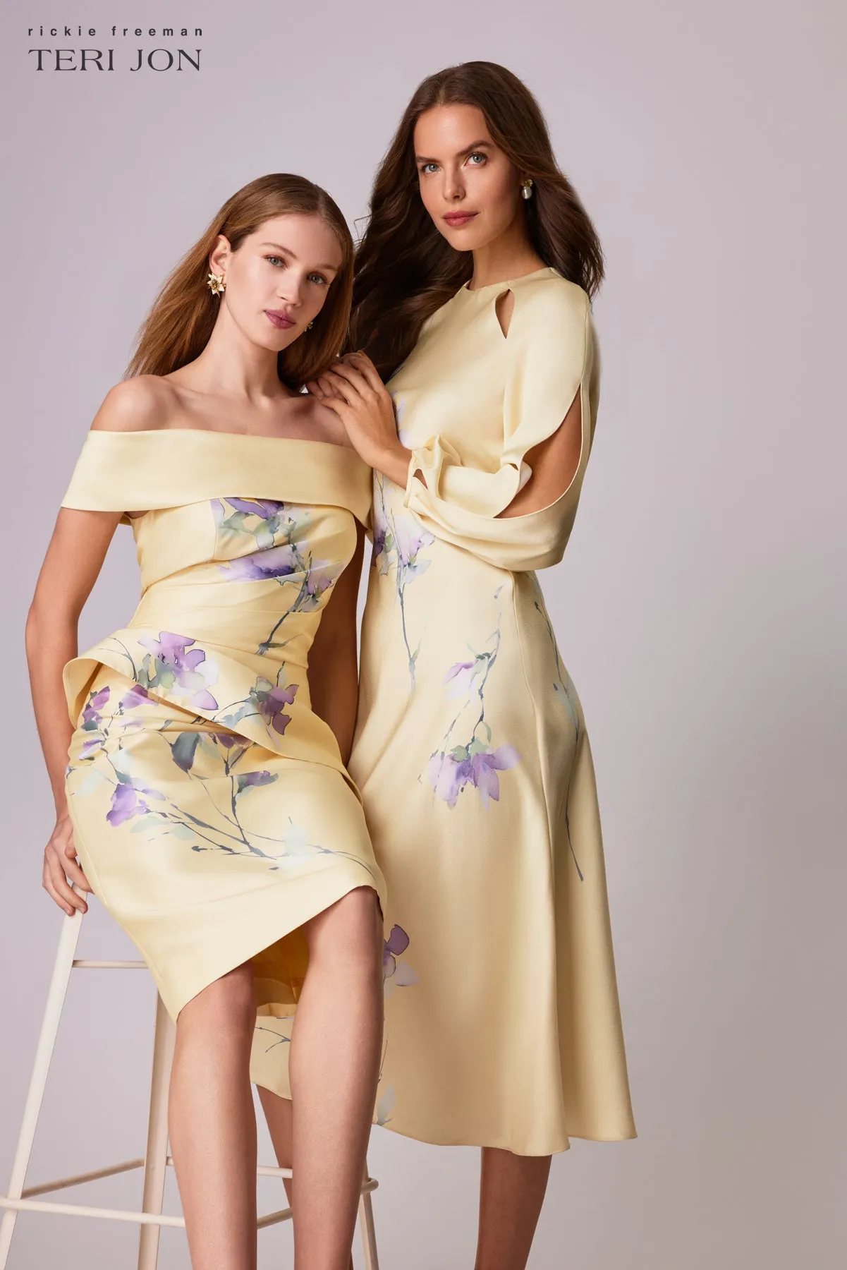 Mikado Floral Print Peplum Dress sold by Teri Jon product image thumbnail 4