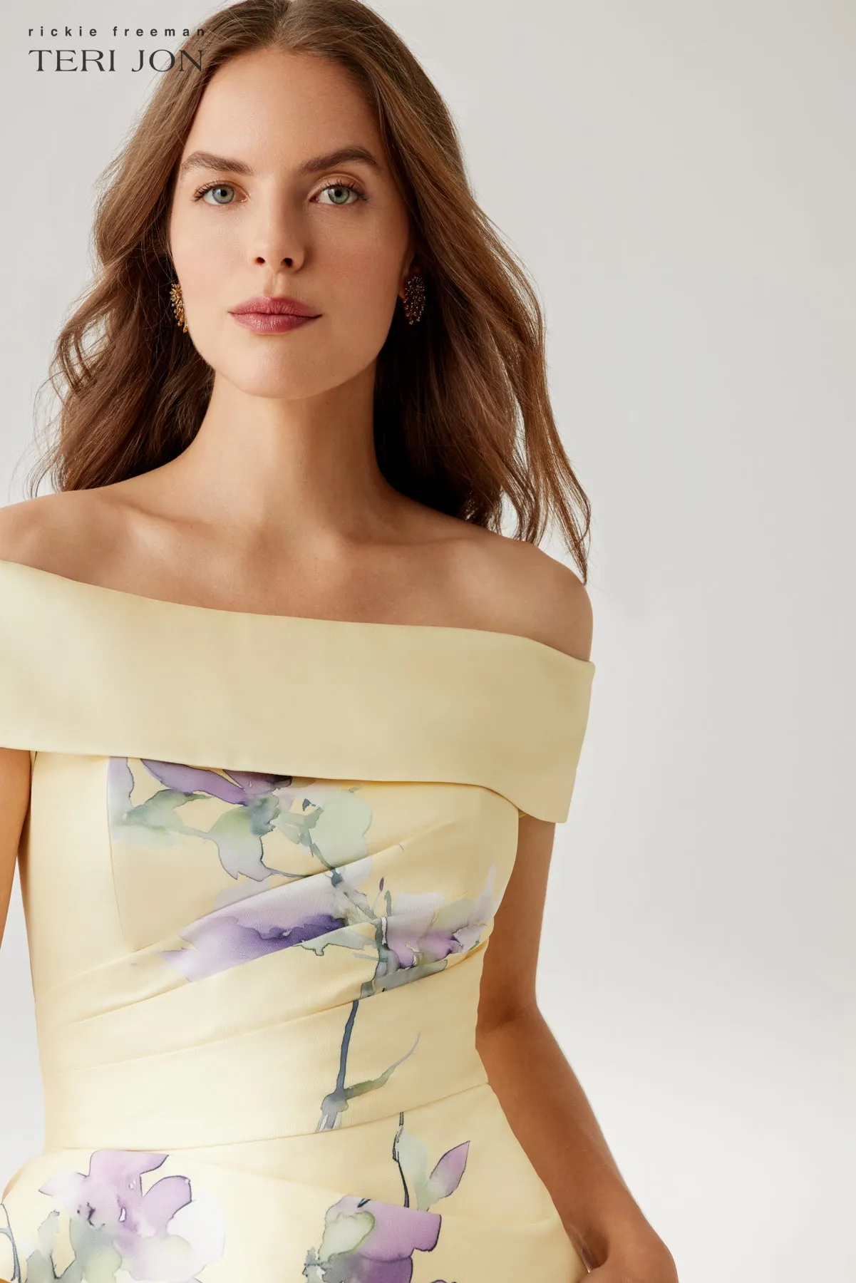 Mikado Floral Print Peplum Dress sold by Teri Jon product image thumbnail 3