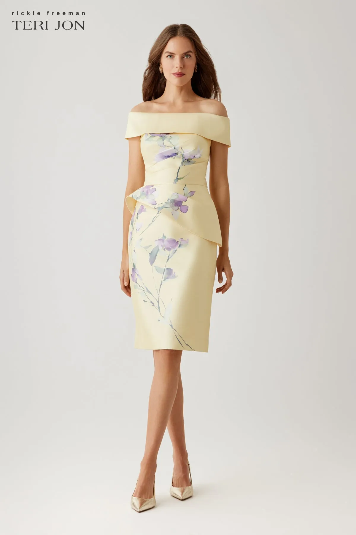 Mikado Floral Print Peplum Dress sold by Teri Jon product image thumbnail 2