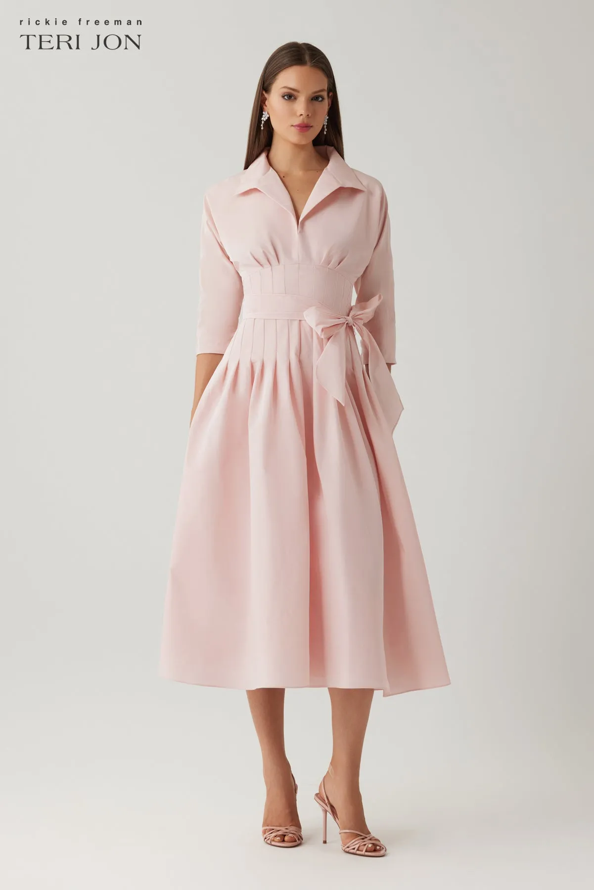 Taffeta Envelope Collar Seamed Waist Full Skirt Dress sold by Teri Jon