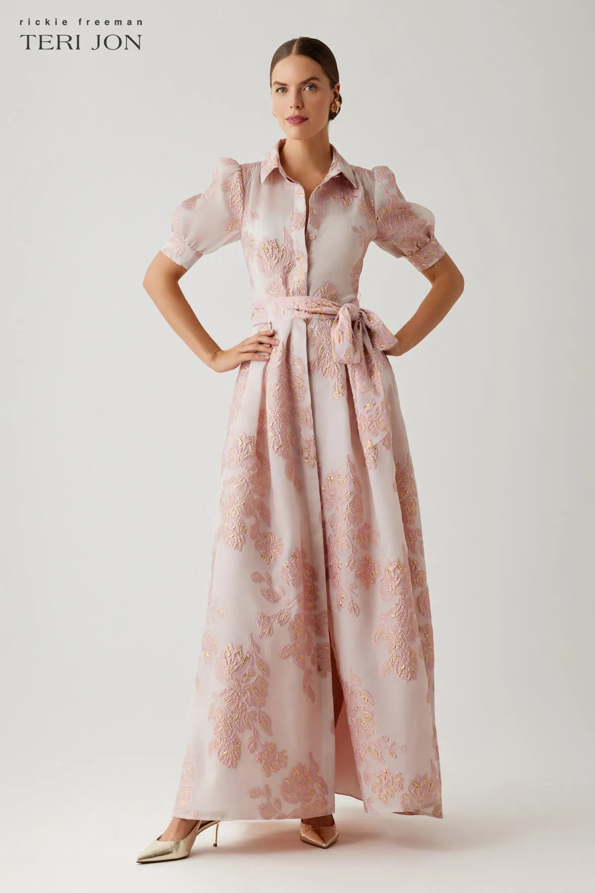 Metallic Jacquard Shirtwaist Gown sold by Teri Jon product image thumbnail 2