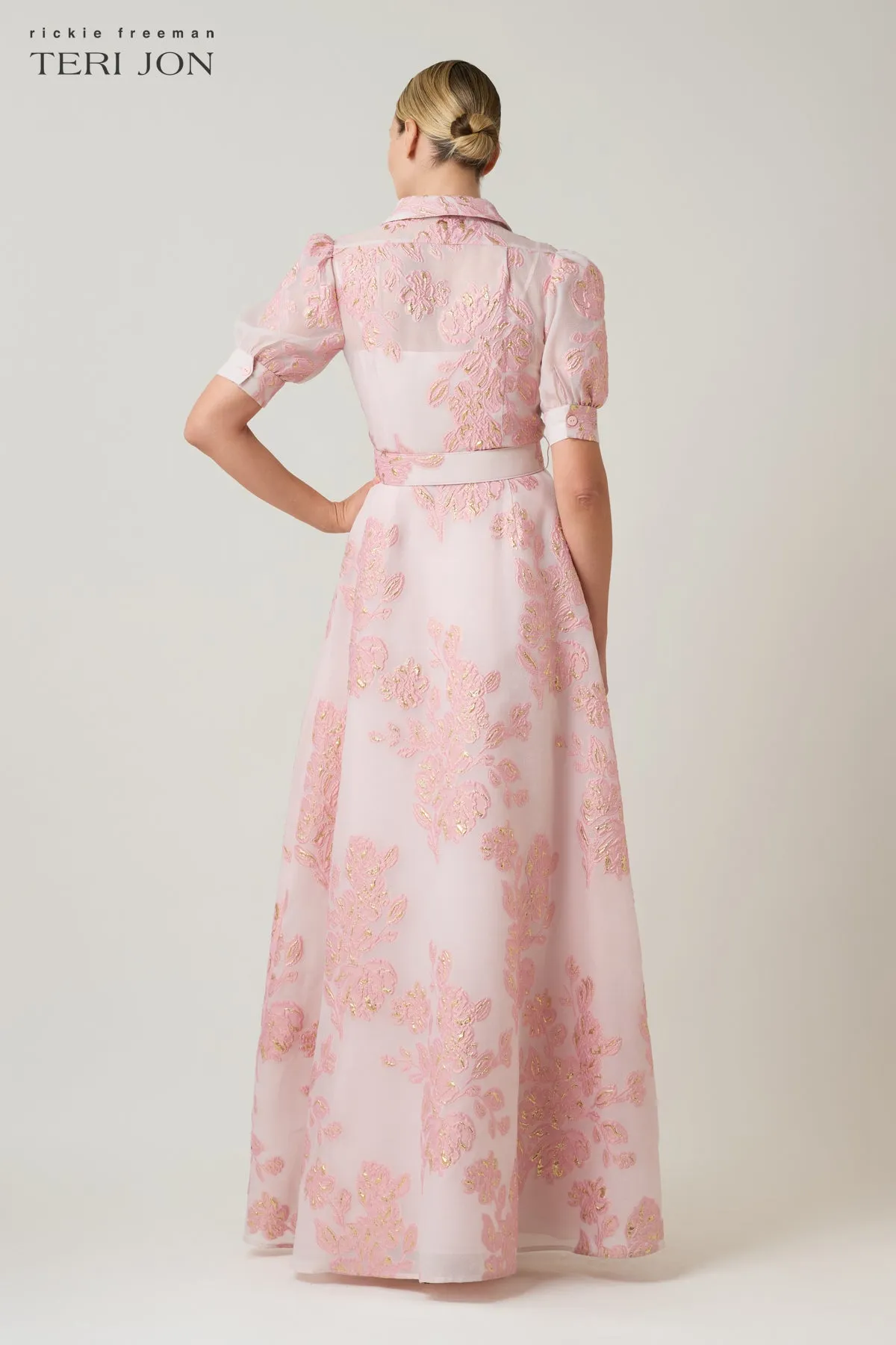 Metallic Jacquard Shirtwaist Gown sold by Teri Jon product image thumbnail 5