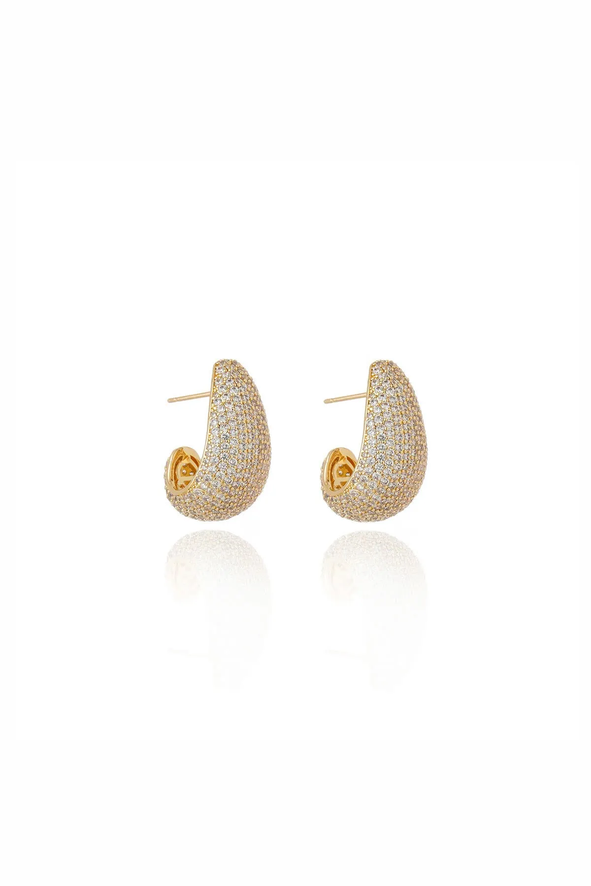 Pavé Gold Teardrop Drop Earrings sold by Teri Jon