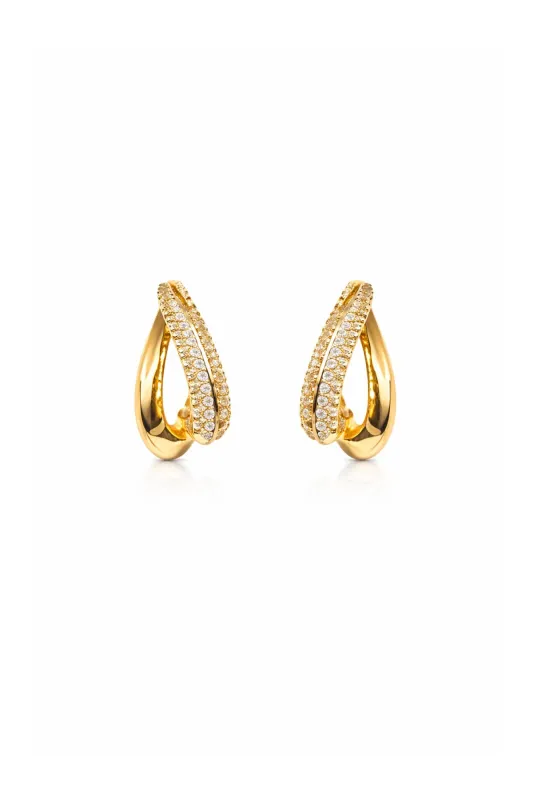 Golden Pavé Teardrop Earrings sold by Teri Jon