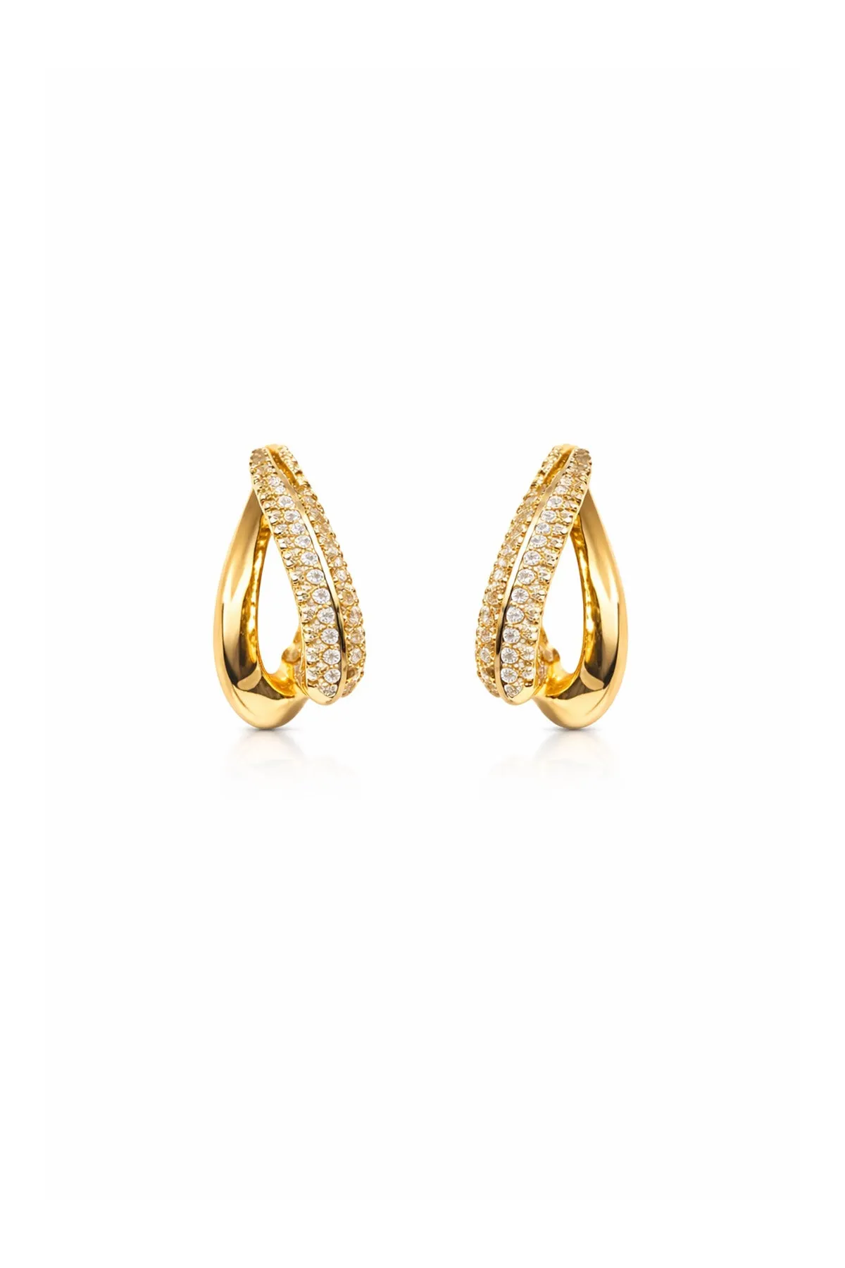 Golden Pavé Teardrop Earrings sold by Teri Jon