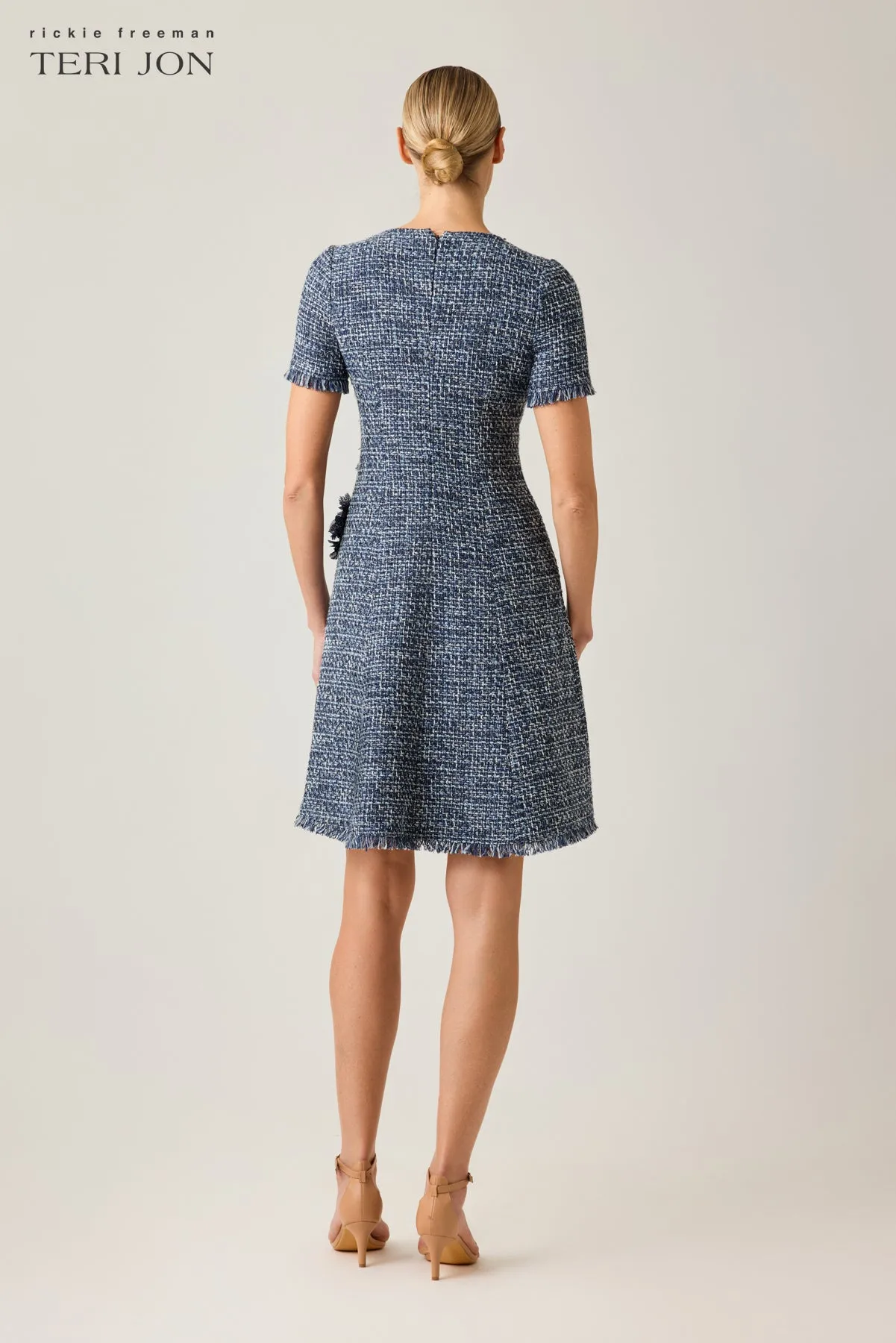 Tweed Flowered Trim Dress sold by Teri Jon product image thumbnail 4