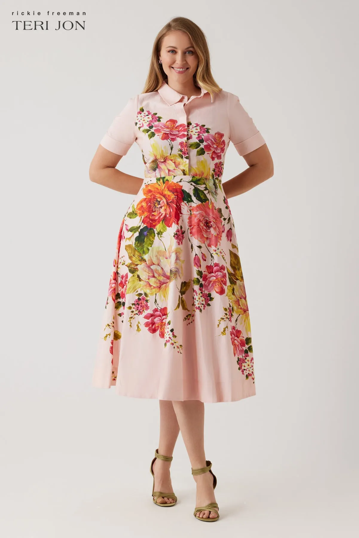 Floral Printed Cotton Shirt Dress sold by Teri Jon product image thumbnail 2