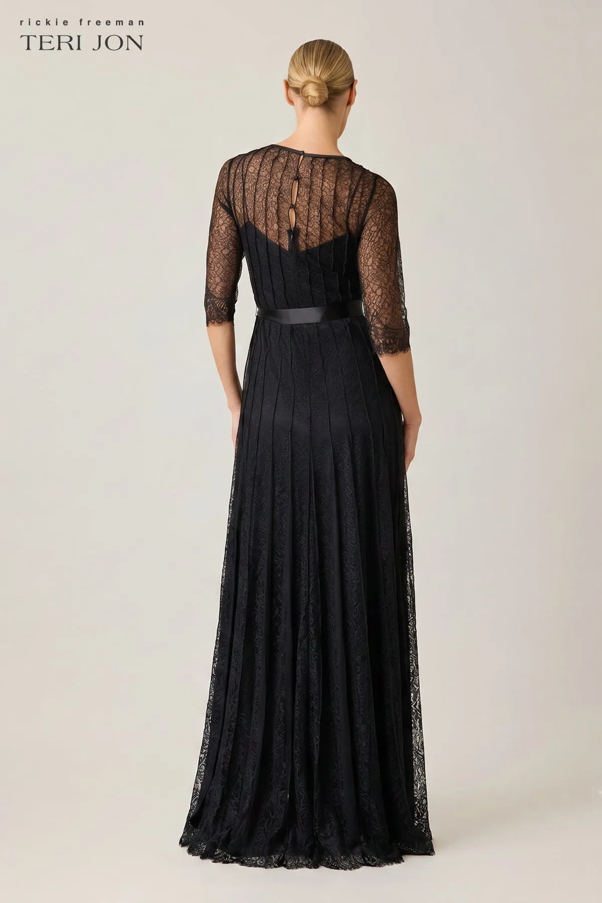 Lace Pintuck Ruffle Hem Gown sold by Teri Jon product image thumbnail 2