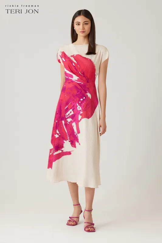 Cap Sleeve Placement Print Dress made by Teri Jon