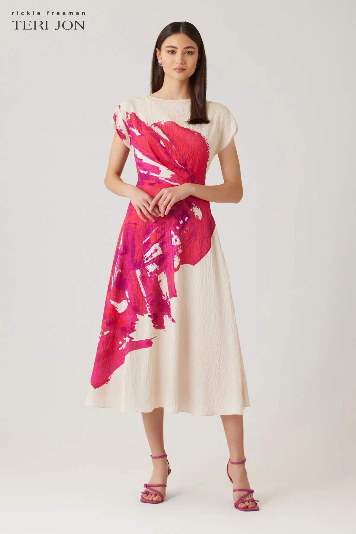 Cap Sleeve Placement Print Dress sold by Teri Jon product image thumbnail 2