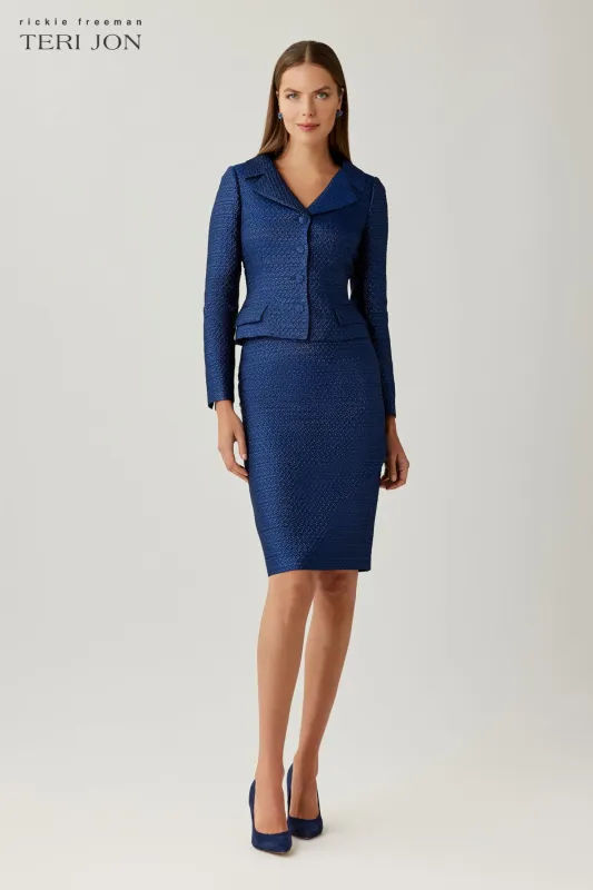 Shimmer Basket Weave Jacquard Blazer made by Teri Jon