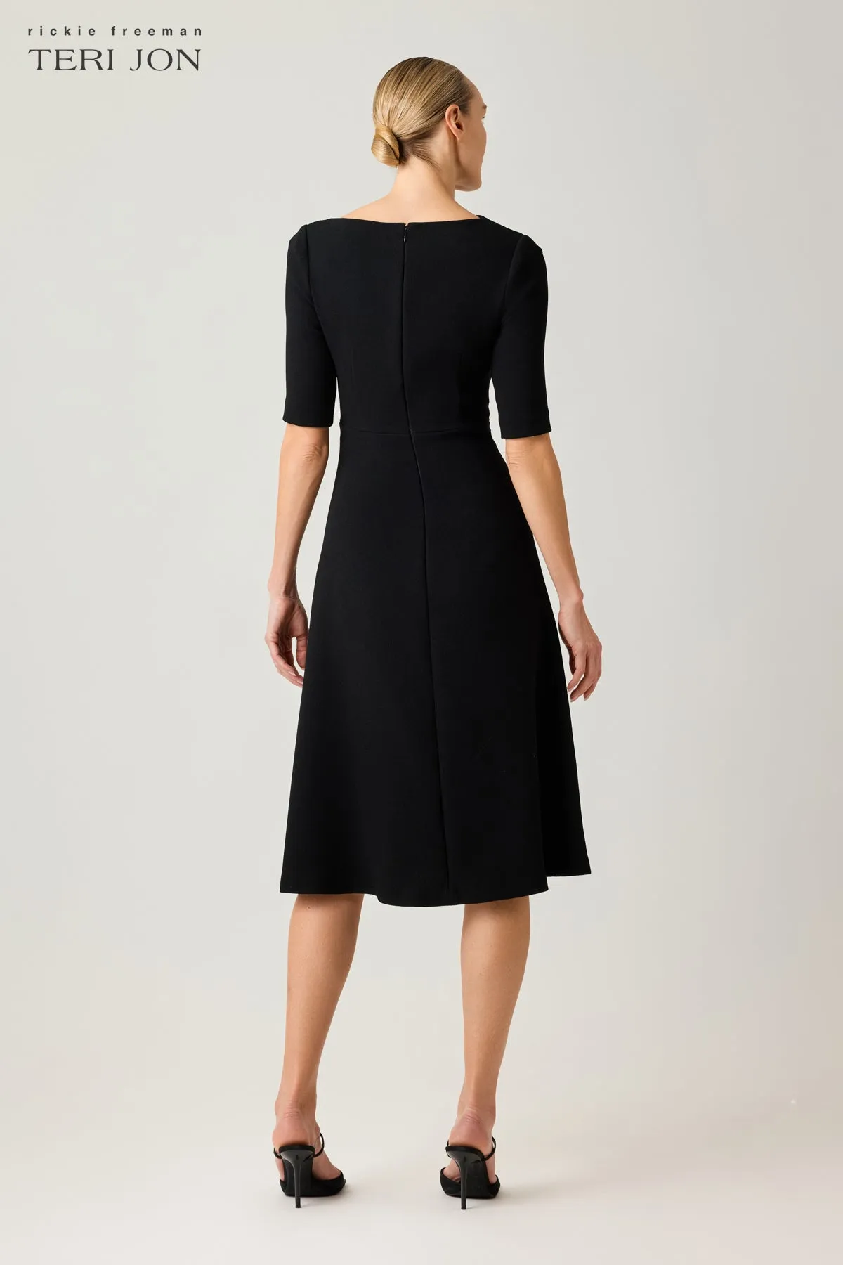 Crepe Asymmetrical Draped A Line Dress sold by Teri Jon product image thumbnail 5