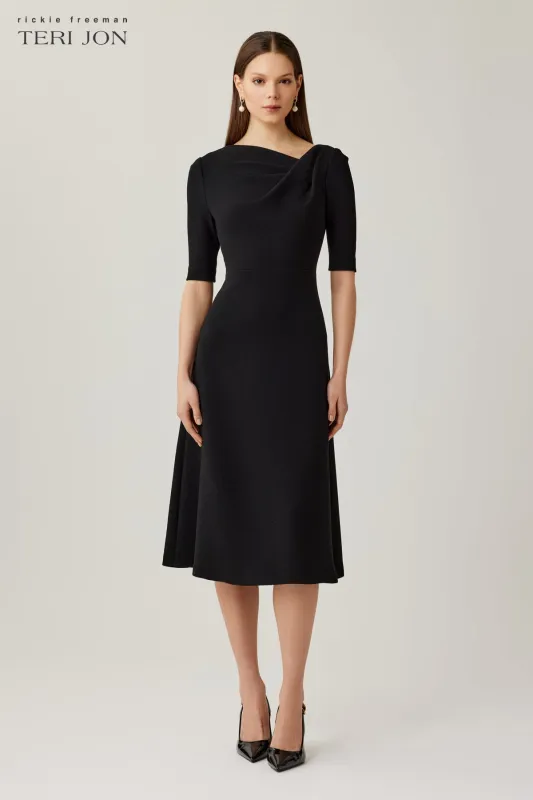 Crepe Asymmetrical Draped A Line Dress made by Teri Jon