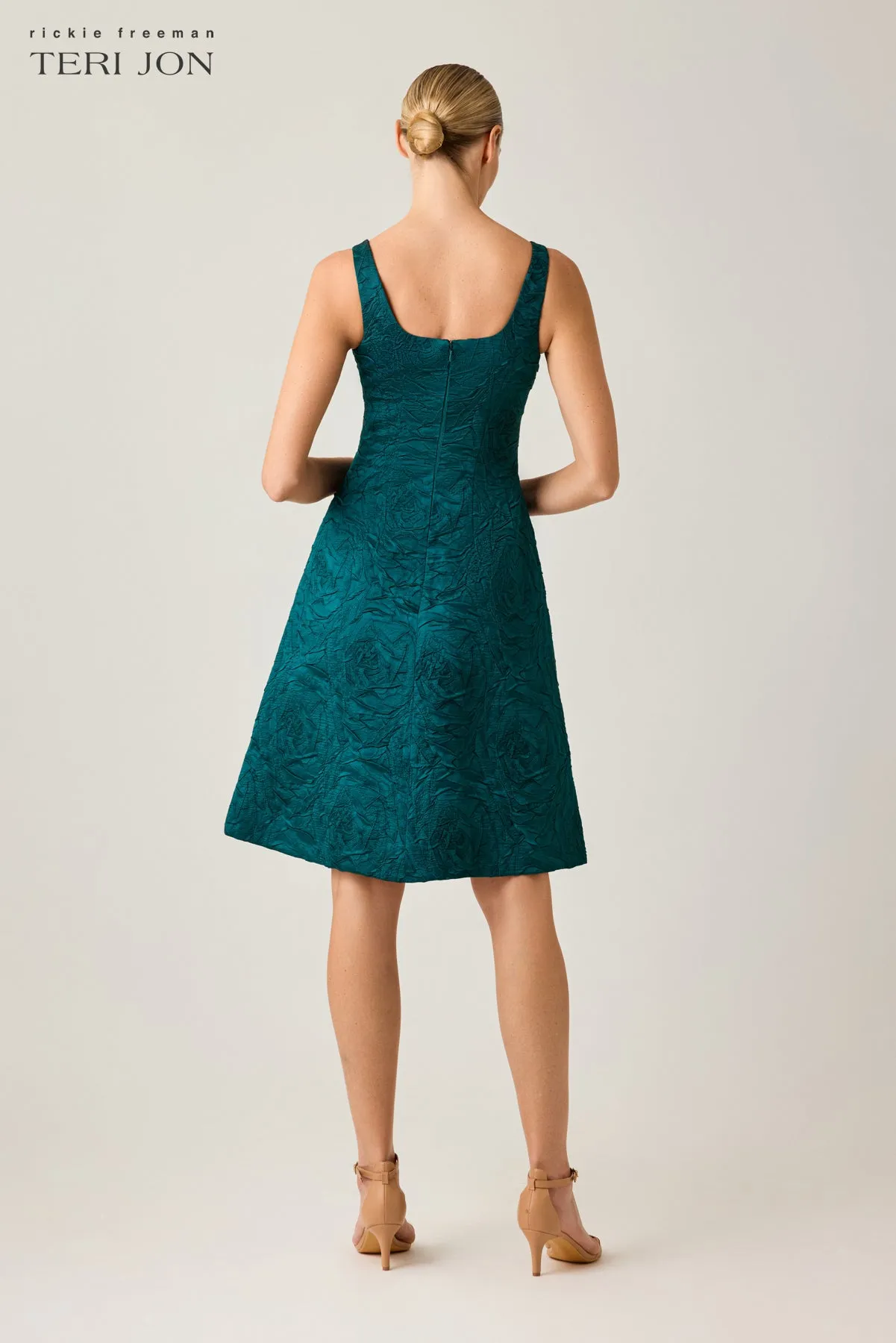 Jacquard Embossed Floral Motif Dress sold by Teri Jon product image thumbnail 5