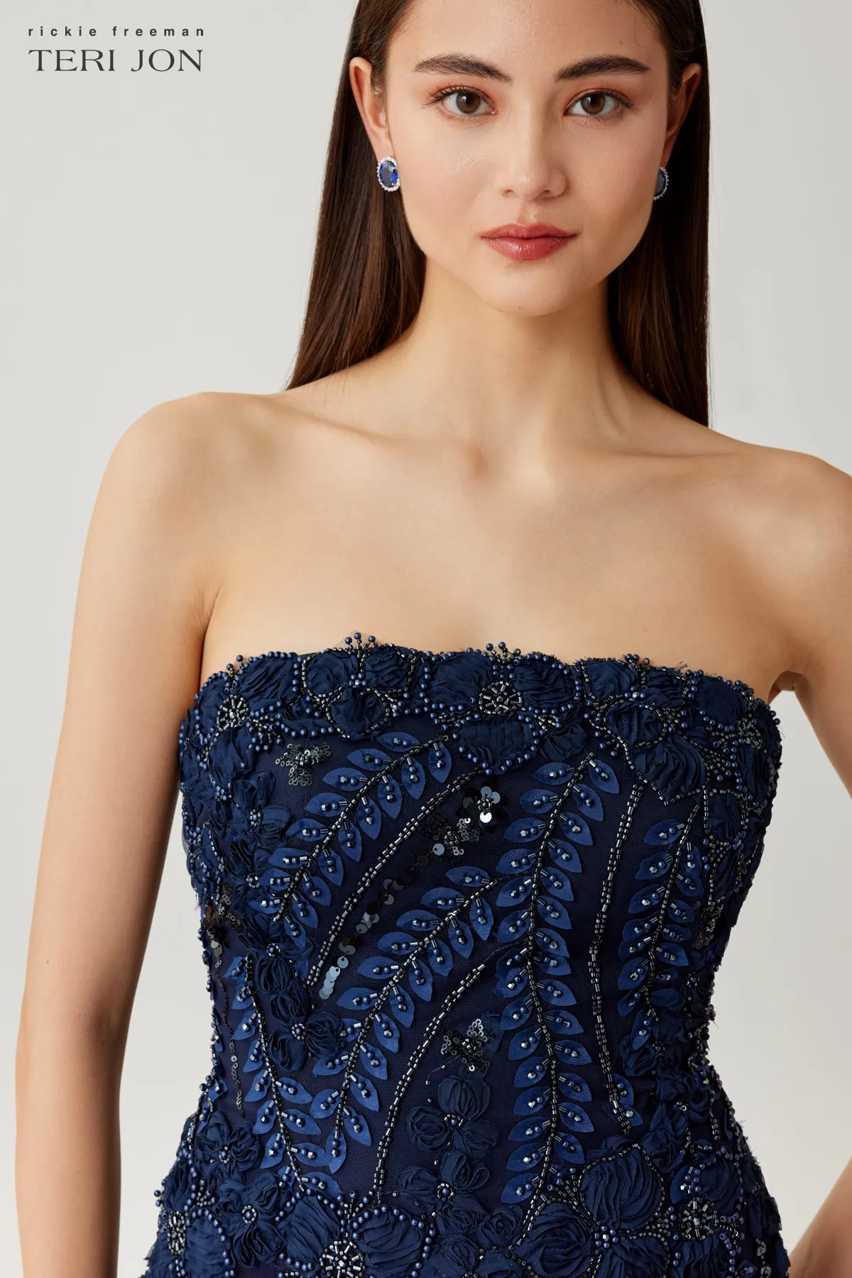 Tulle Embroidered Strapless Gown sold by Teri Jon product image thumbnail 4