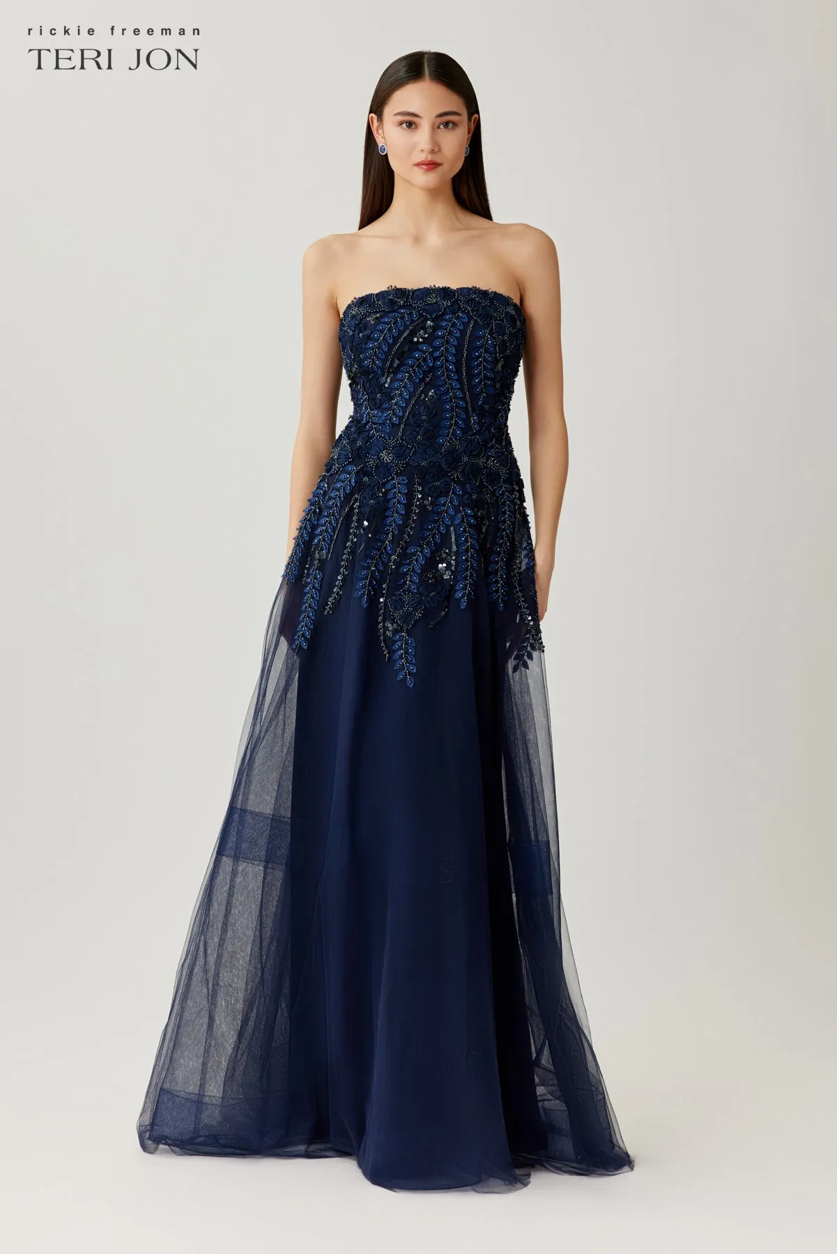 Tulle Embroidered Strapless Gown sold by Teri Jon product image thumbnail 2