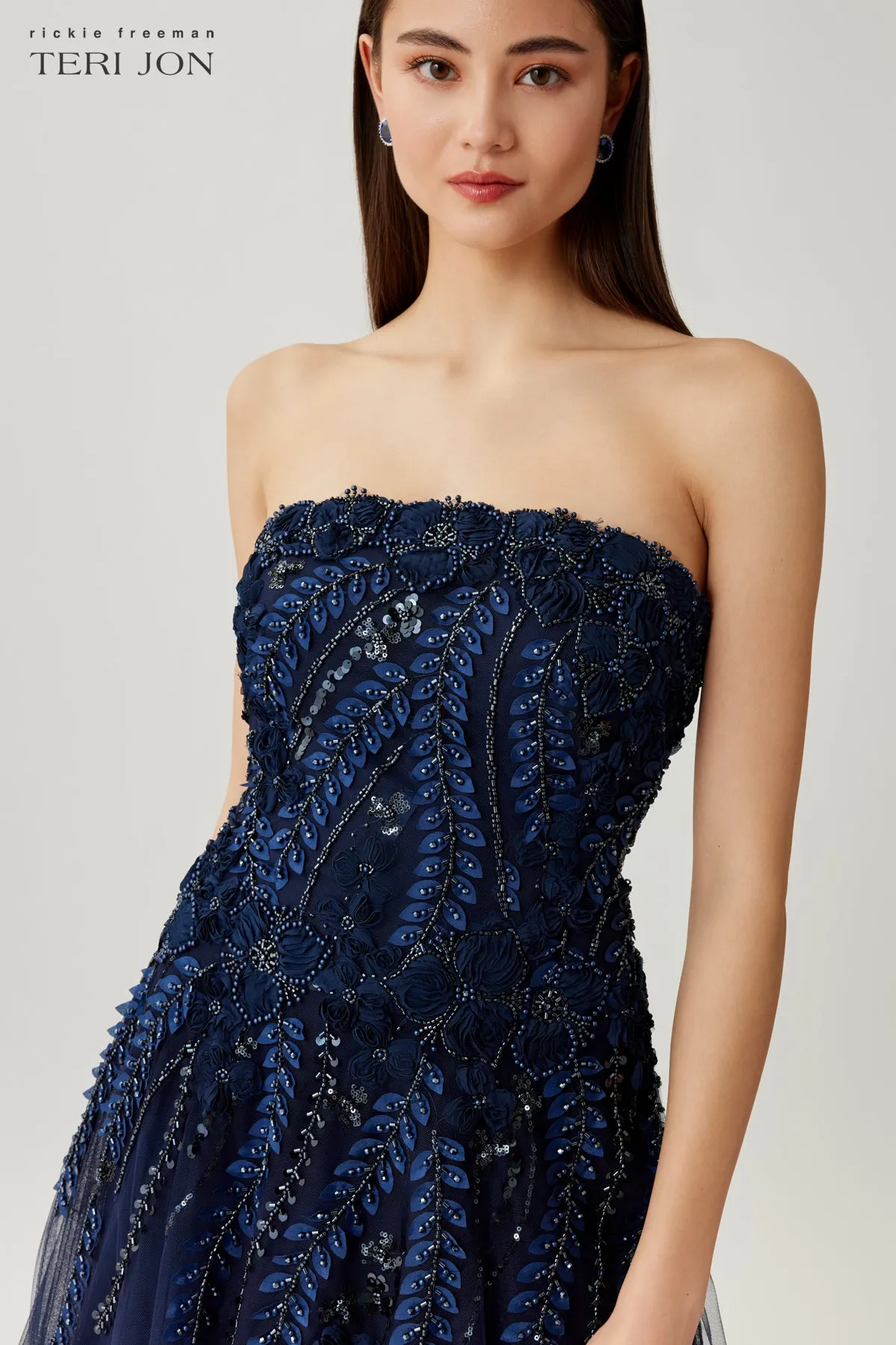 Tulle Embroidered Strapless Gown sold by Teri Jon product image thumbnail 5