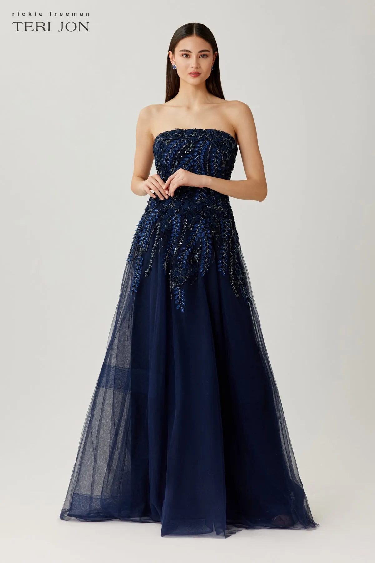 Tulle Embroidered Strapless Gown sold by Teri Jon product image thumbnail 3