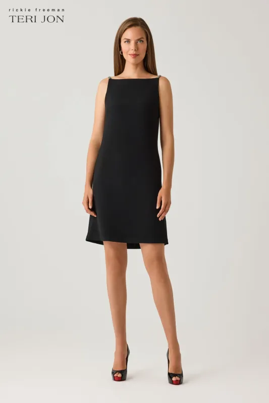 Boat Neck Crepe Shift Dress made by Teri Jon