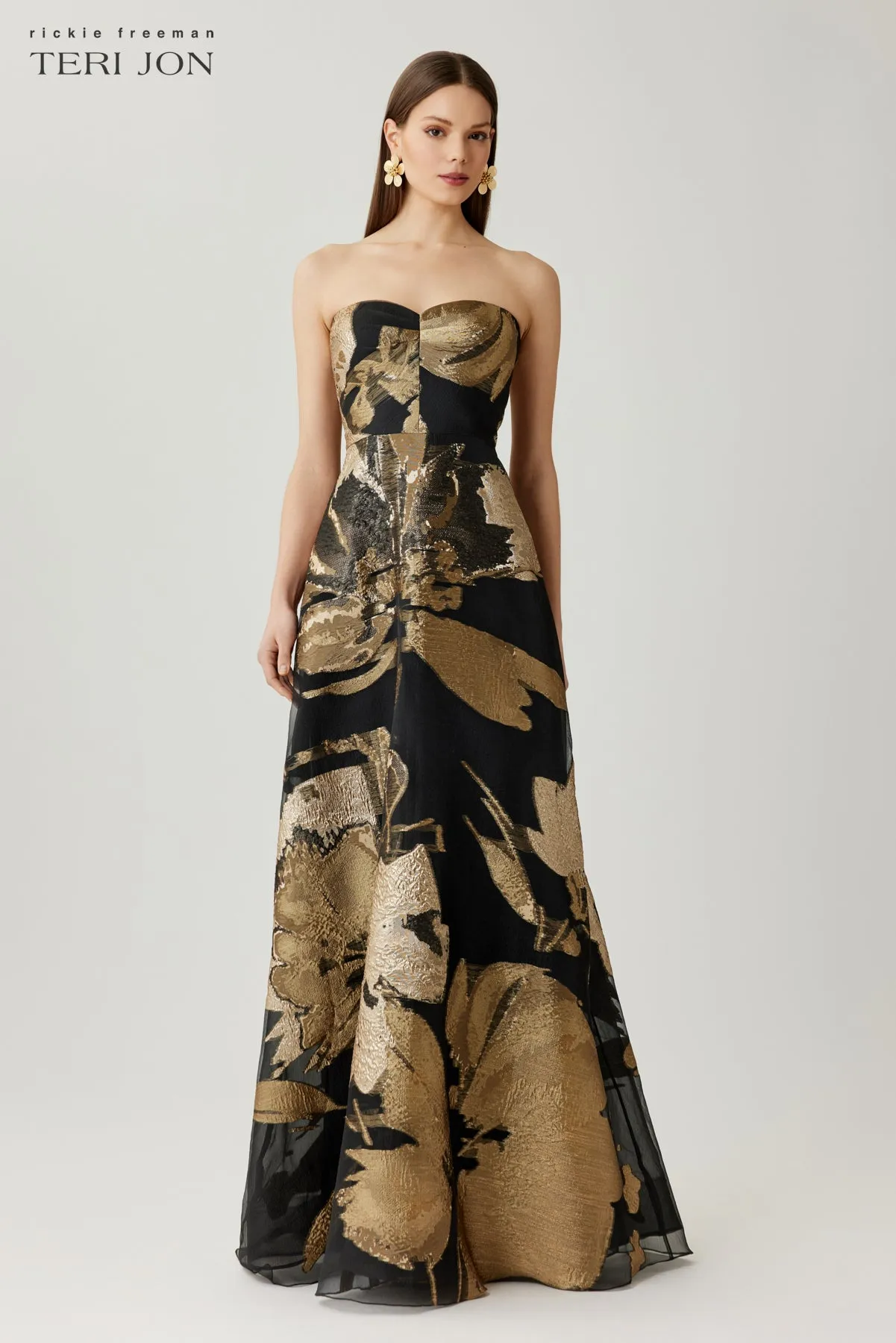 Floral Organza Strapless Ball Gown sold by Teri Jon product image thumbnail 5
