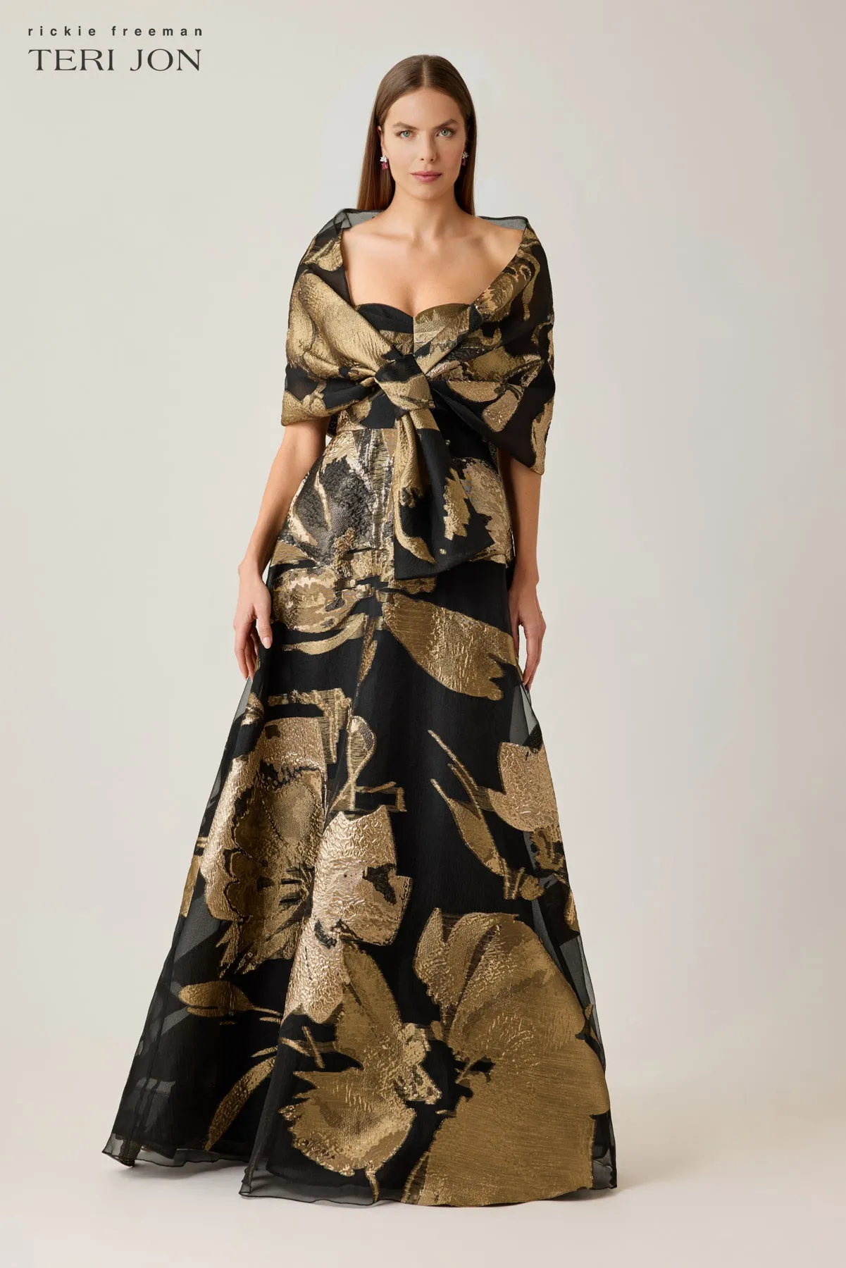 Floral Organza Strapless Ball Gown sold by Teri Jon product image thumbnail 3