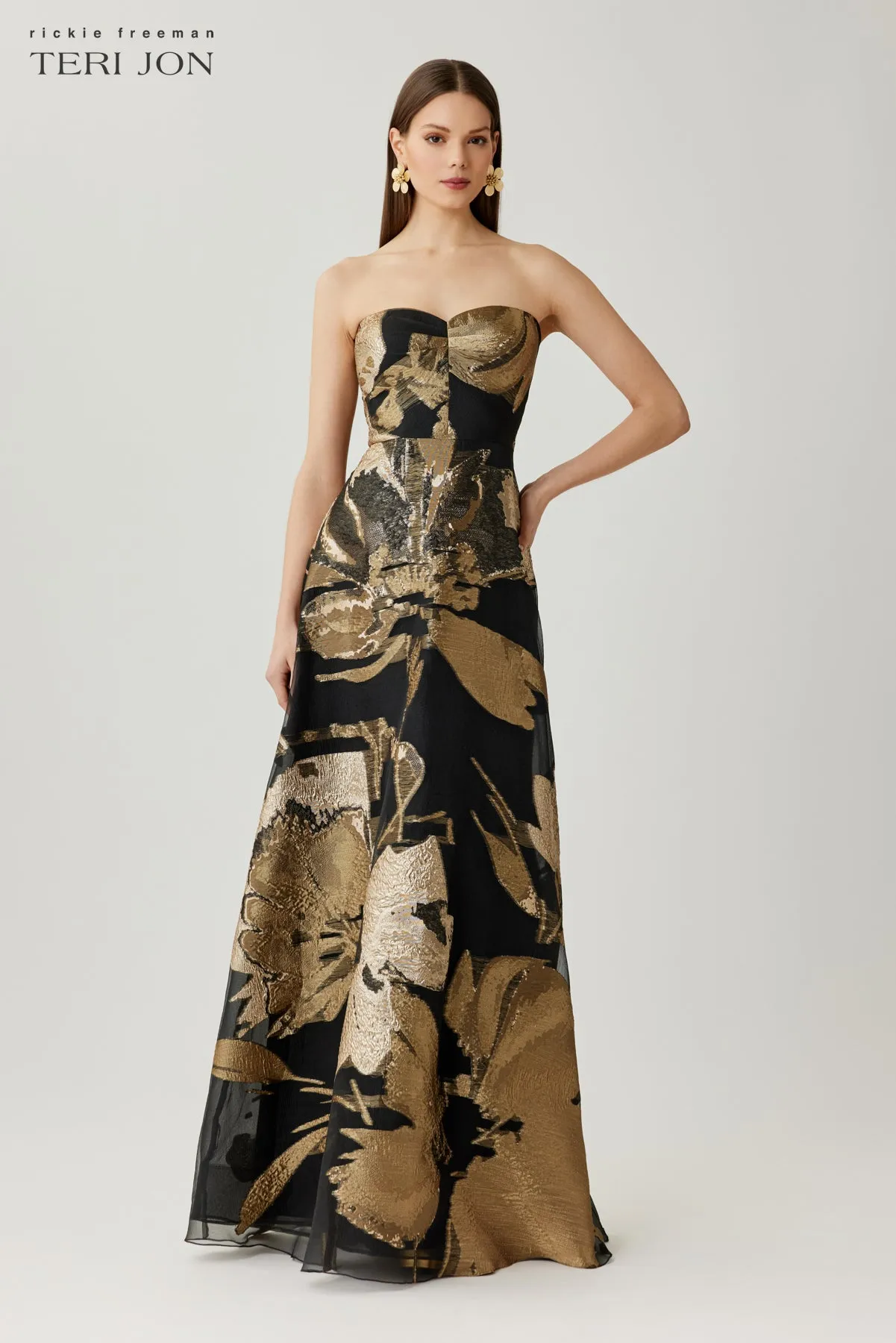 Floral Organza Strapless Ball Gown sold by Teri Jon product image thumbnail 4