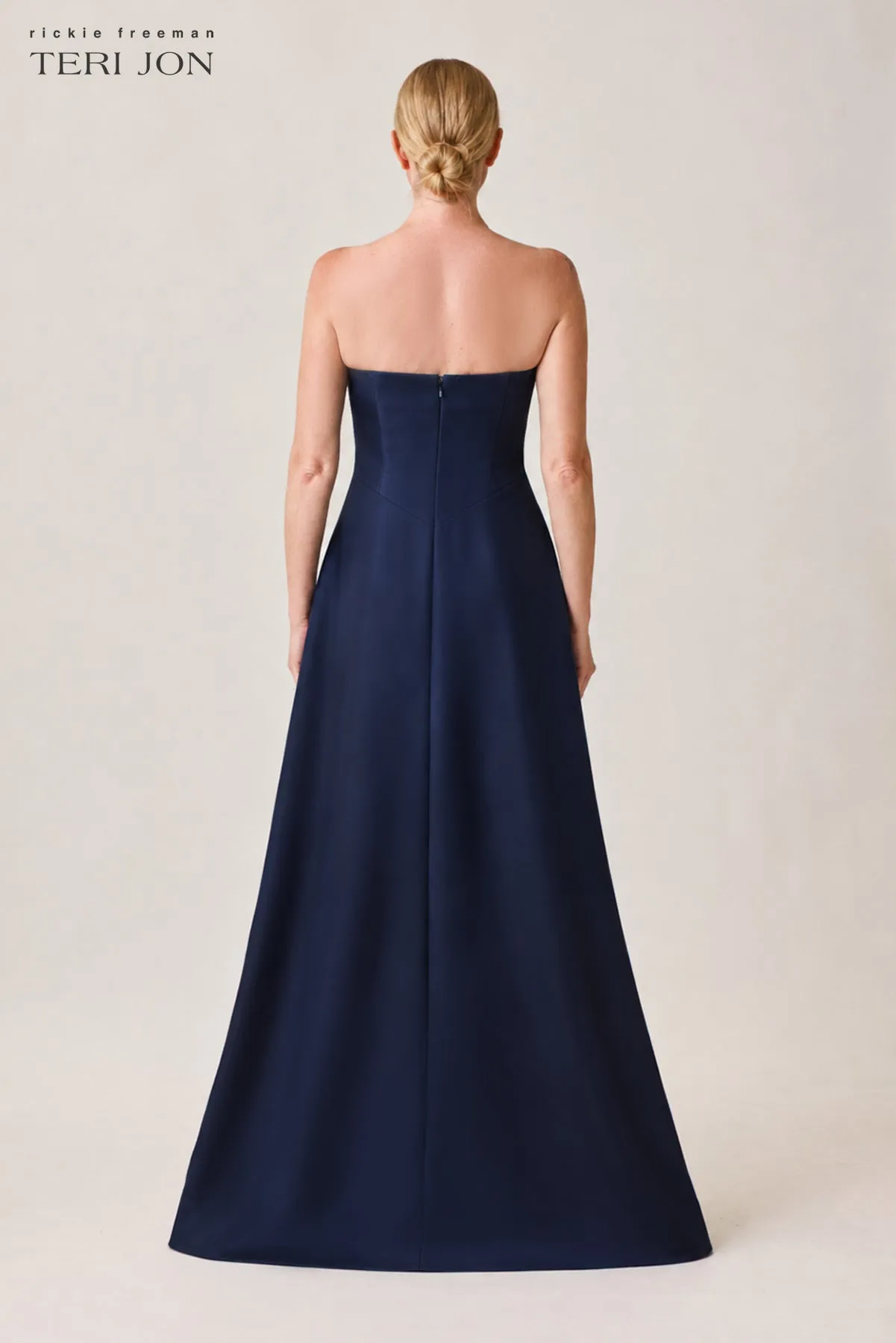 Crepe Strapless Beaded Floral Motif Gown sold by Teri Jon product image thumbnail 4