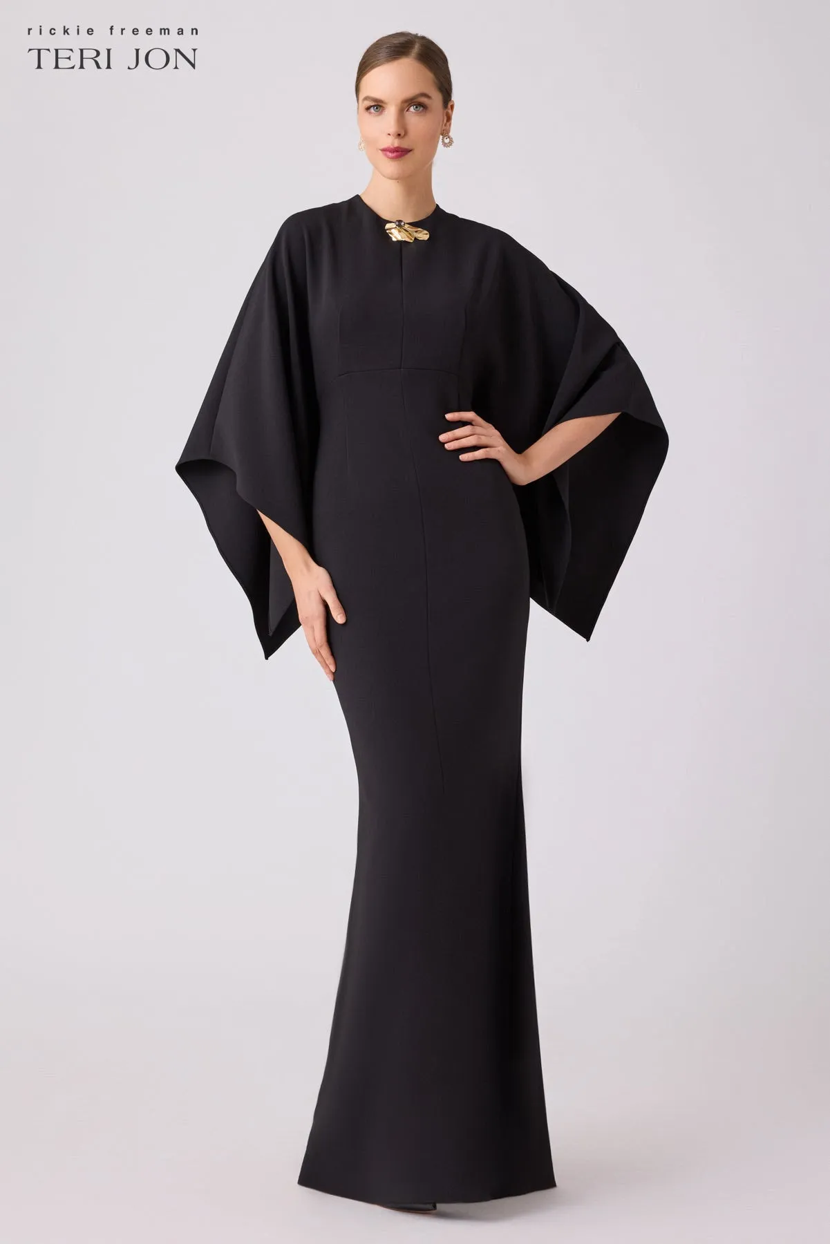 Stretch Crepe Kimono Day To Evening Gown sold by Teri Jon product image thumbnail 2