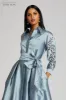 Taffeta Shirtdress Gown With Eyelet Sleeve and Collar sold by Teri Jon