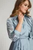 Taffeta Shirtdress Gown With Eyelet Sleeve and Collar sold by Teri Jon