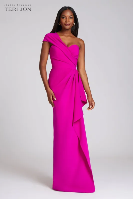 Stretch Crepe Side Drape Gown sold by Teri Jon