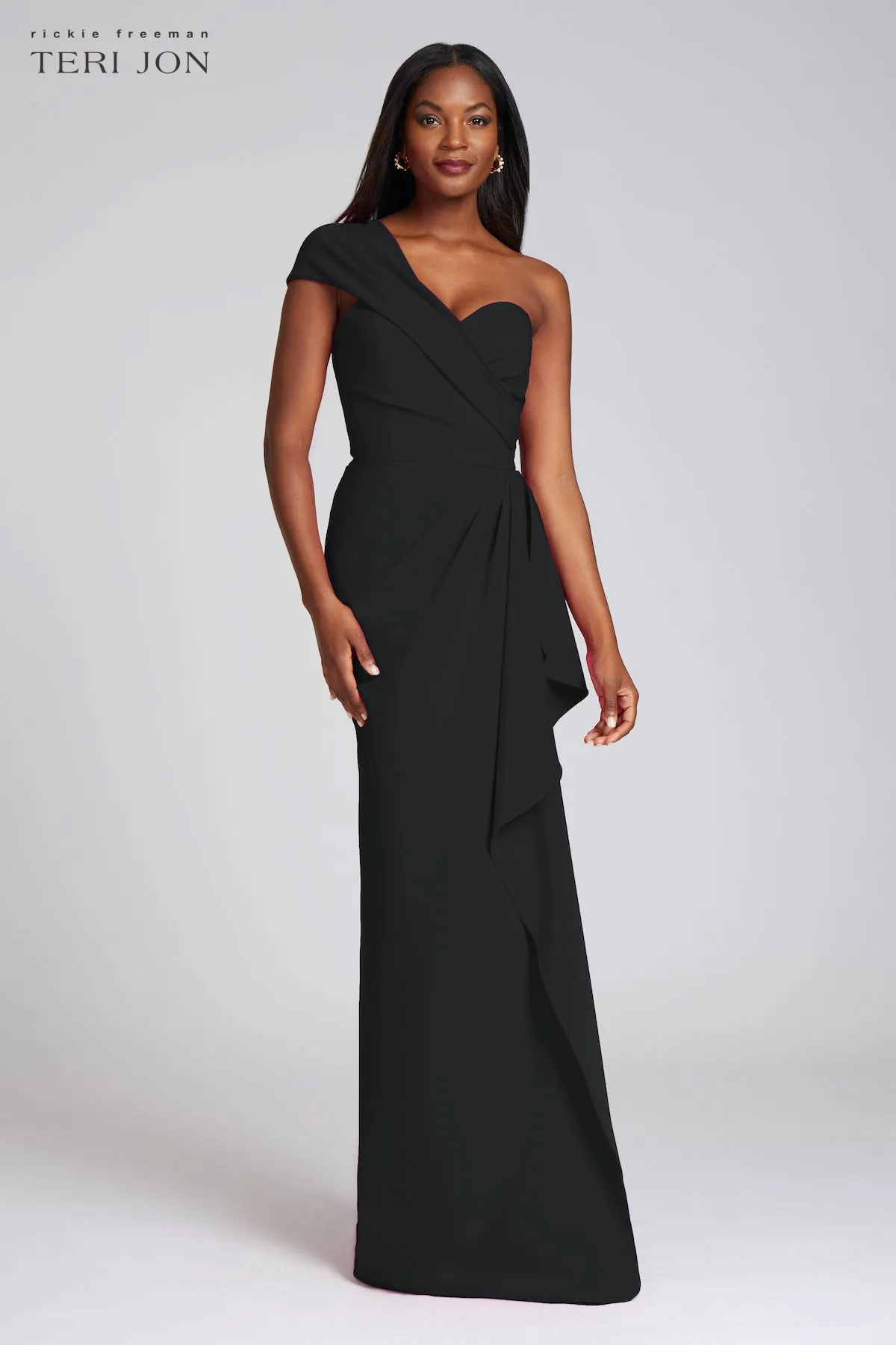 Stretch Crepe Side Drape Gown sold by Teri Jon product image thumbnail 4