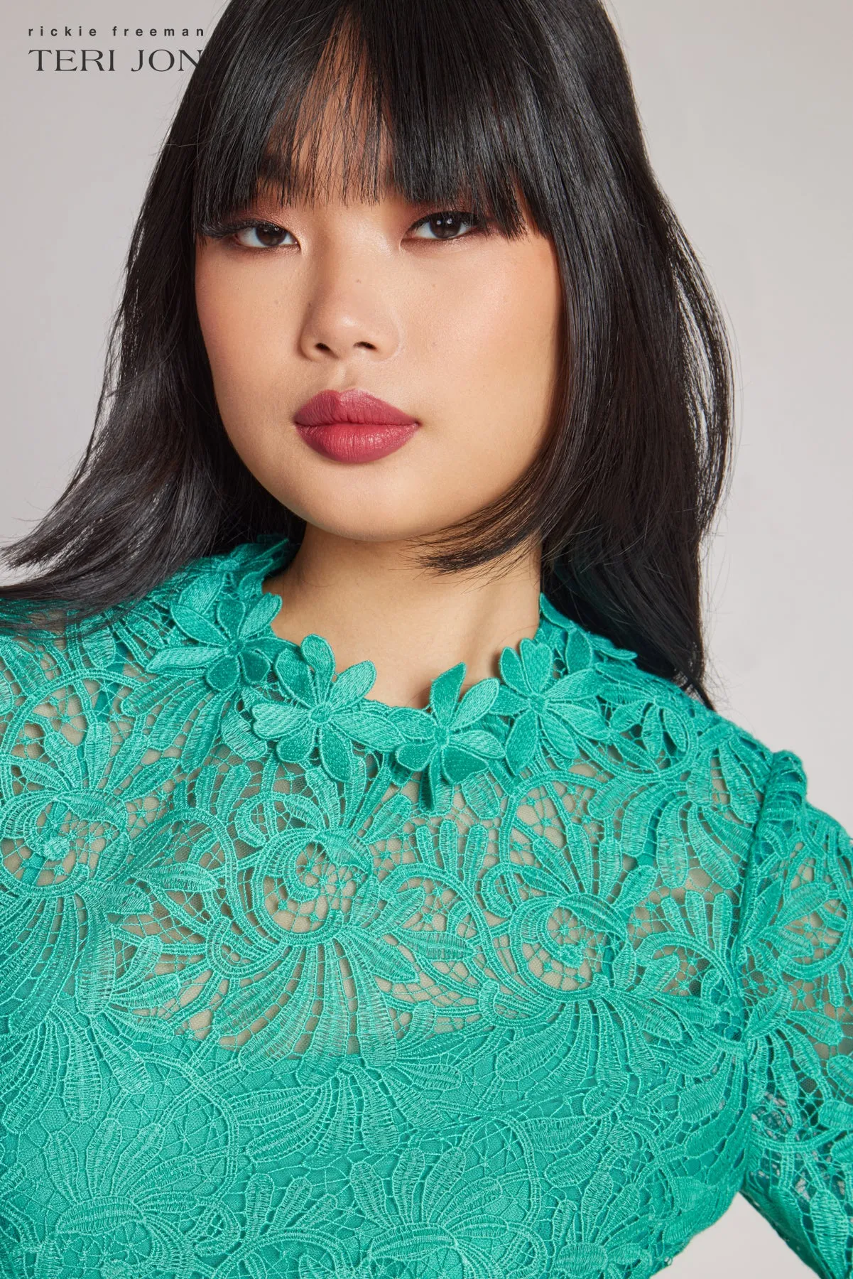 Flower Lace Puff Sleeve Dress sold by Teri Jon product image thumbnail 4