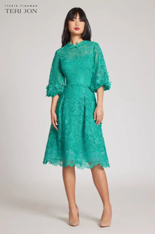 Flower Lace Puff Sleeve Dress sold by Teri Jon