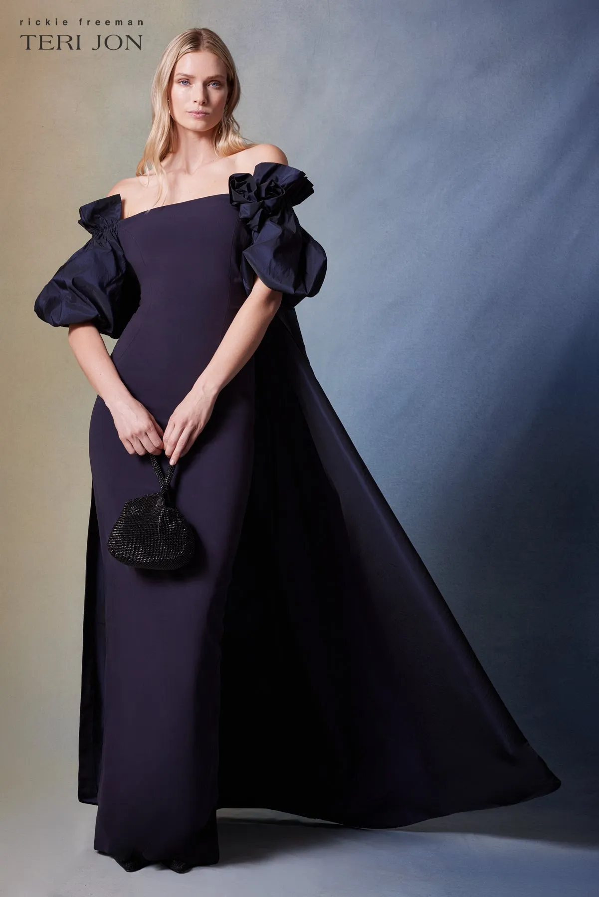 Crepe And Taffeta Evening Gown With Cape sold by Teri Jon