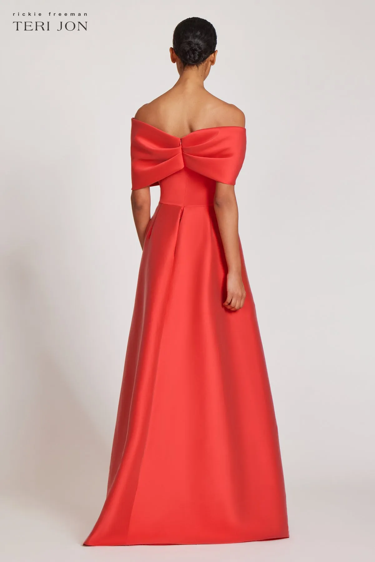 Stretch Gazar Off the Shoulder Draped Gown sold by Teri Jon product image thumbnail 4