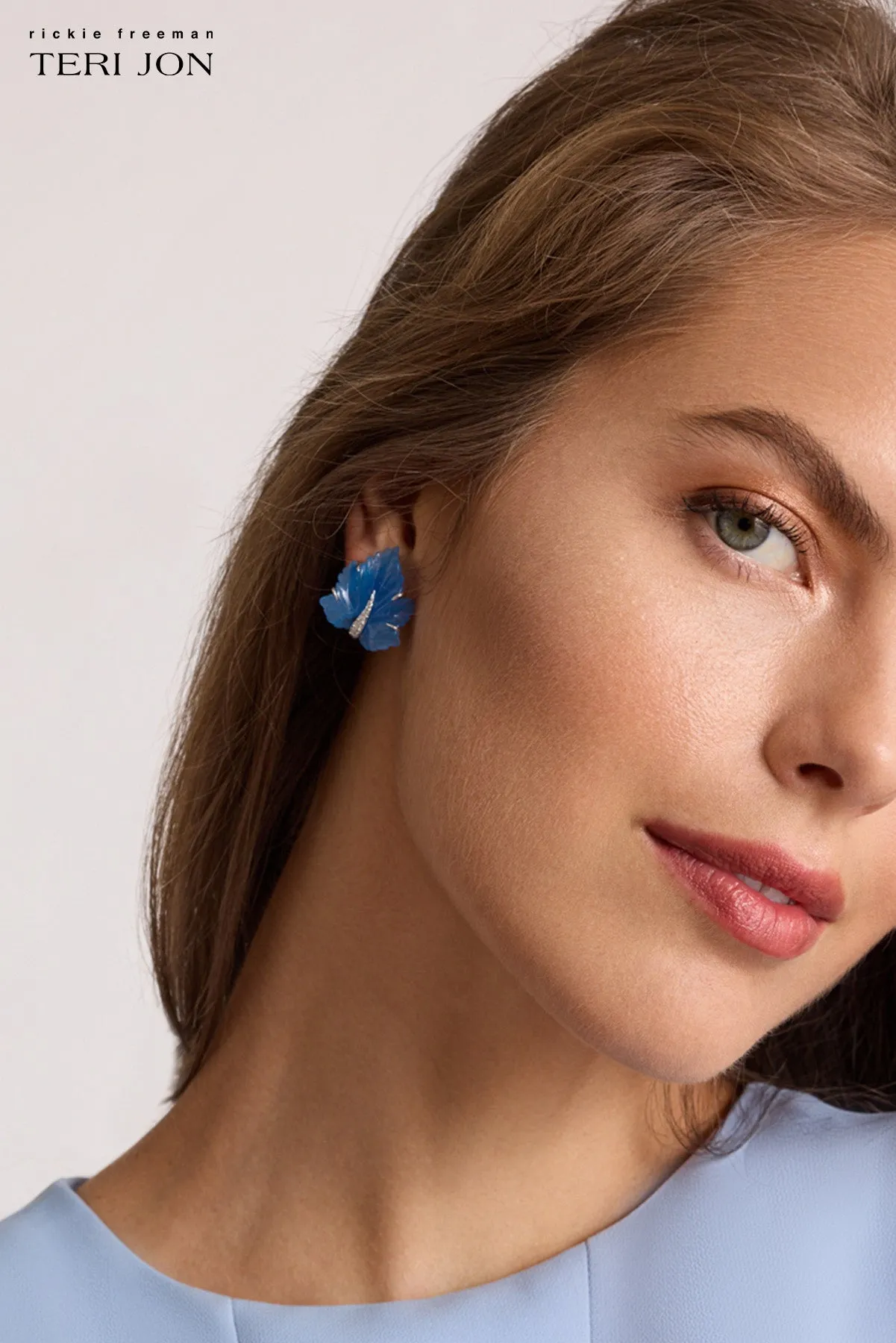 Crystal Leaf Earrings sold by Teri Jon product image thumbnail 3