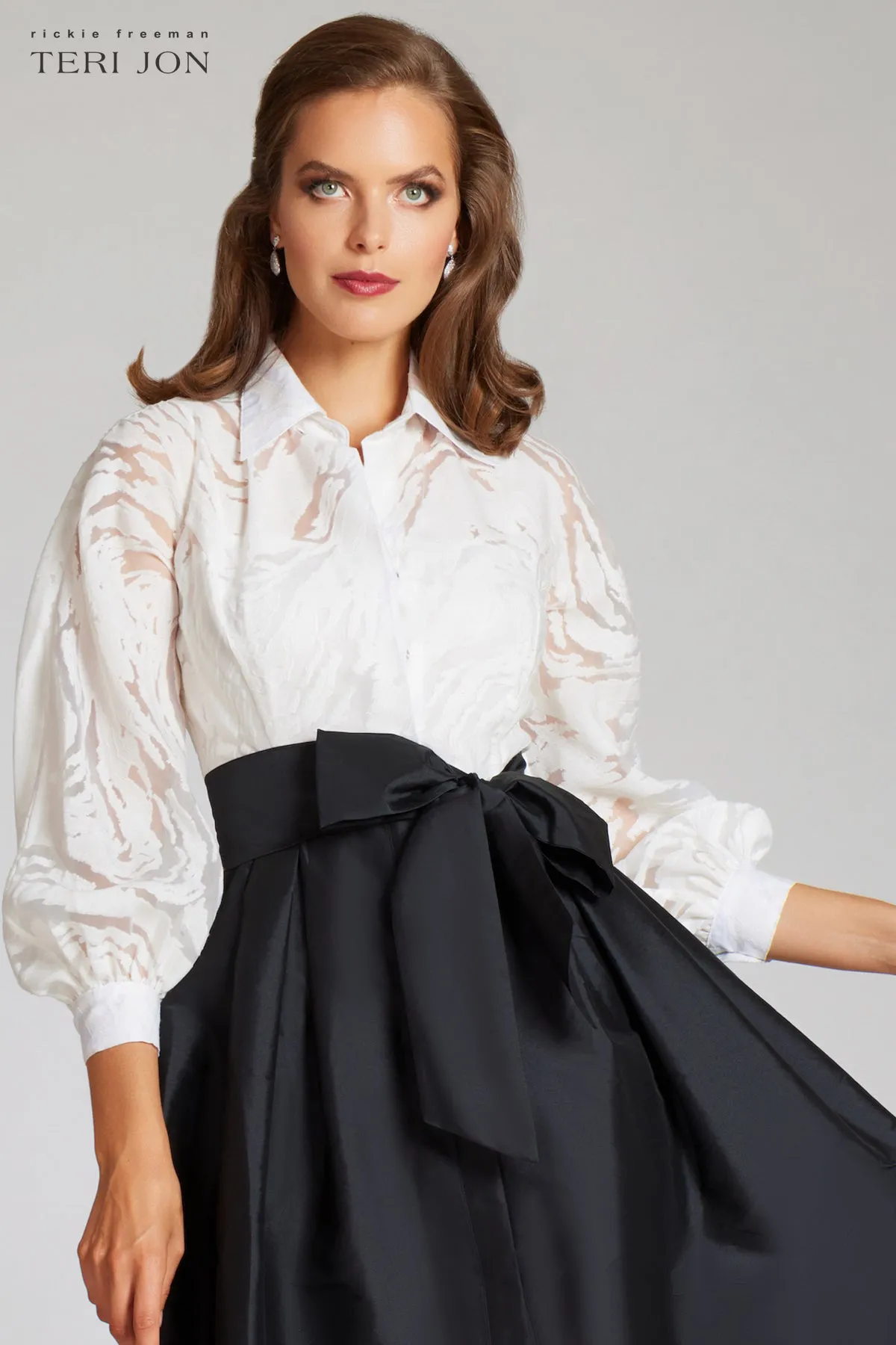 Organza Burnout Top With Taffeta Skirt sold by Teri Jon product image thumbnail 3