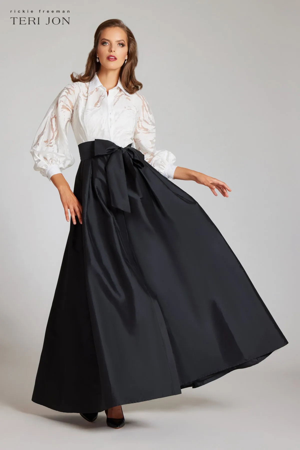 Organza Burnout Top With Taffeta Skirt sold by Teri Jon product image thumbnail 4