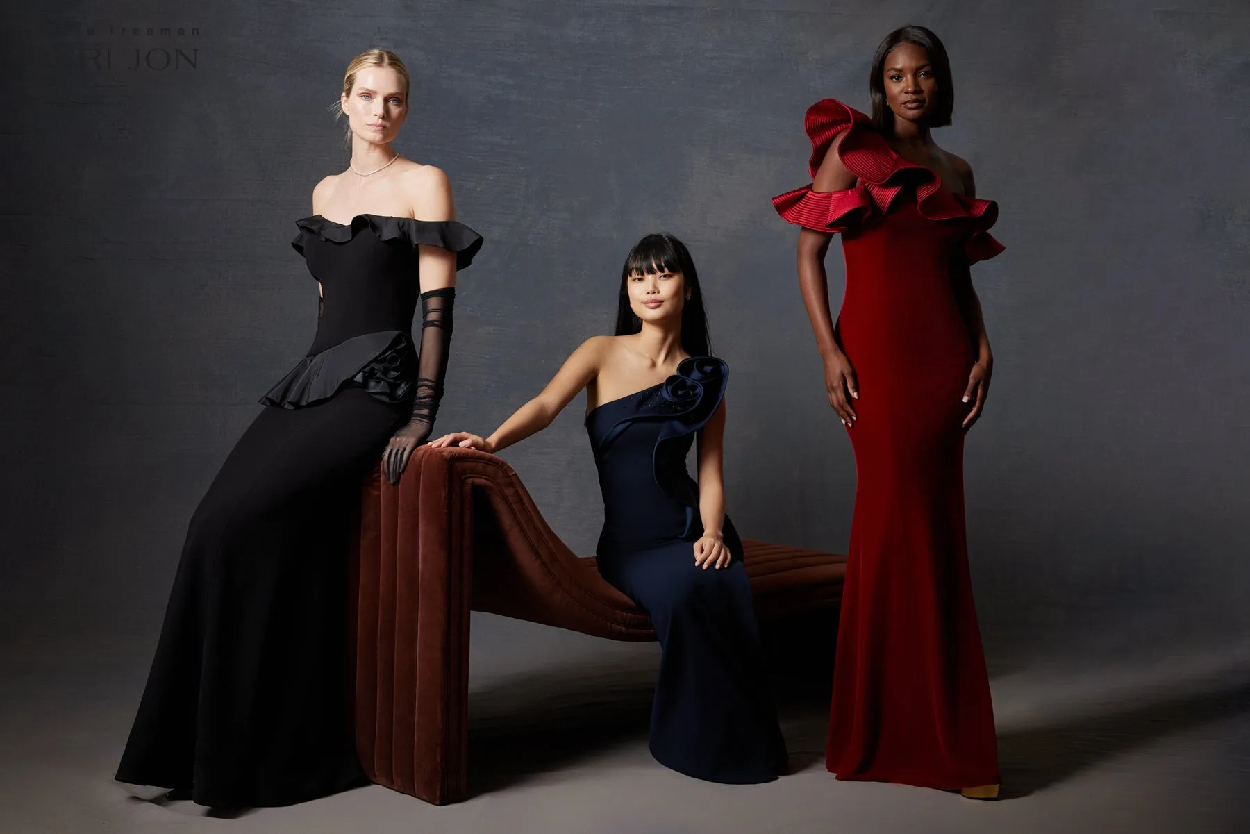 Velvet Trapunto Ruffle Asymmetrical Gown sold by Teri Jon product image thumbnail 5